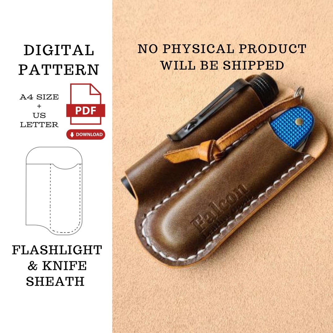 Flashlight U0026 Knife Sheath PDF Pattern flashlight And Knife Organizer Template leather Sheath Template knife Sheath Digital PDF Template Etsy