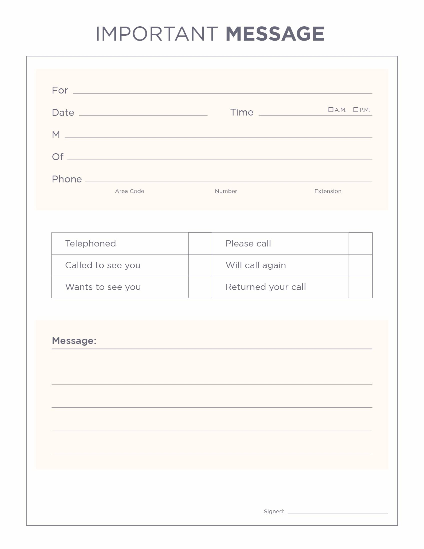 Telephone Message Slip Template