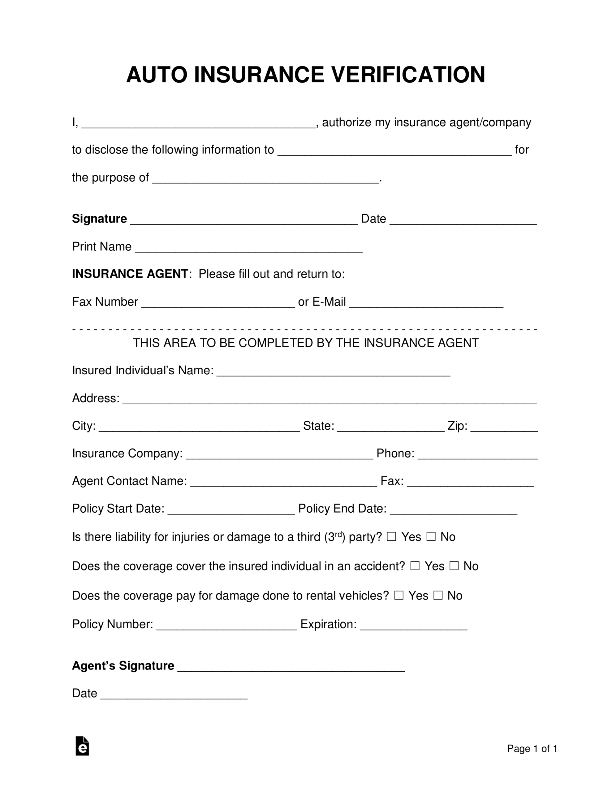 Free Auto Insurance Verification Letter PDF Word EForms