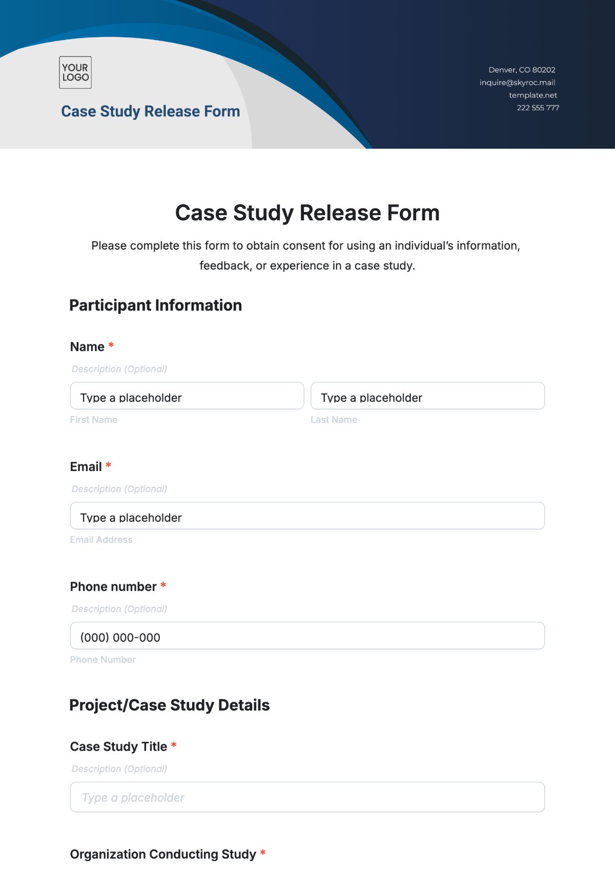 Free Case Study Release Form Template To Edit Online