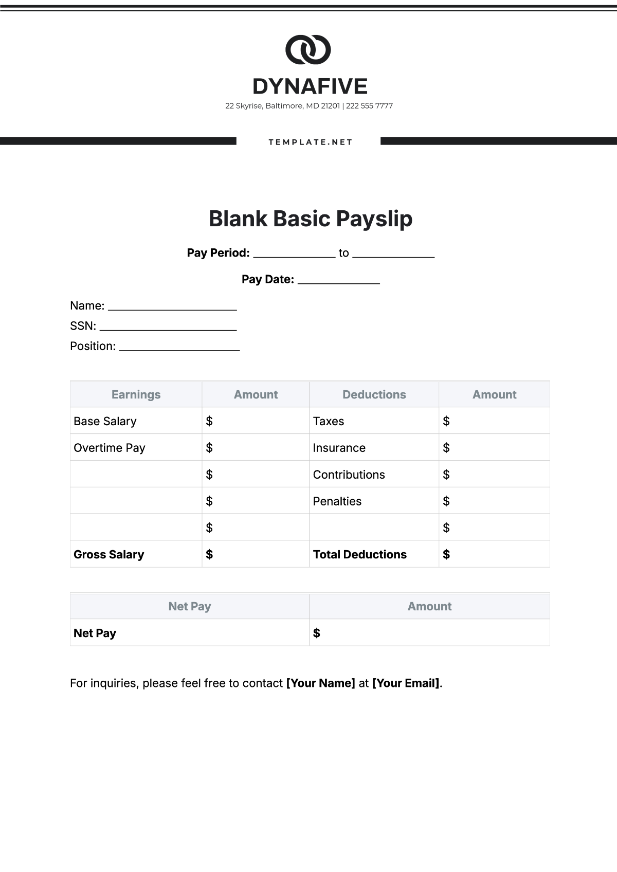 Cash Pay Slip Template
