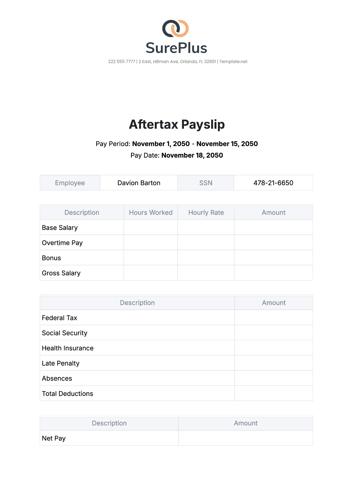Free Cash Payment Payslip Template To Edit Online