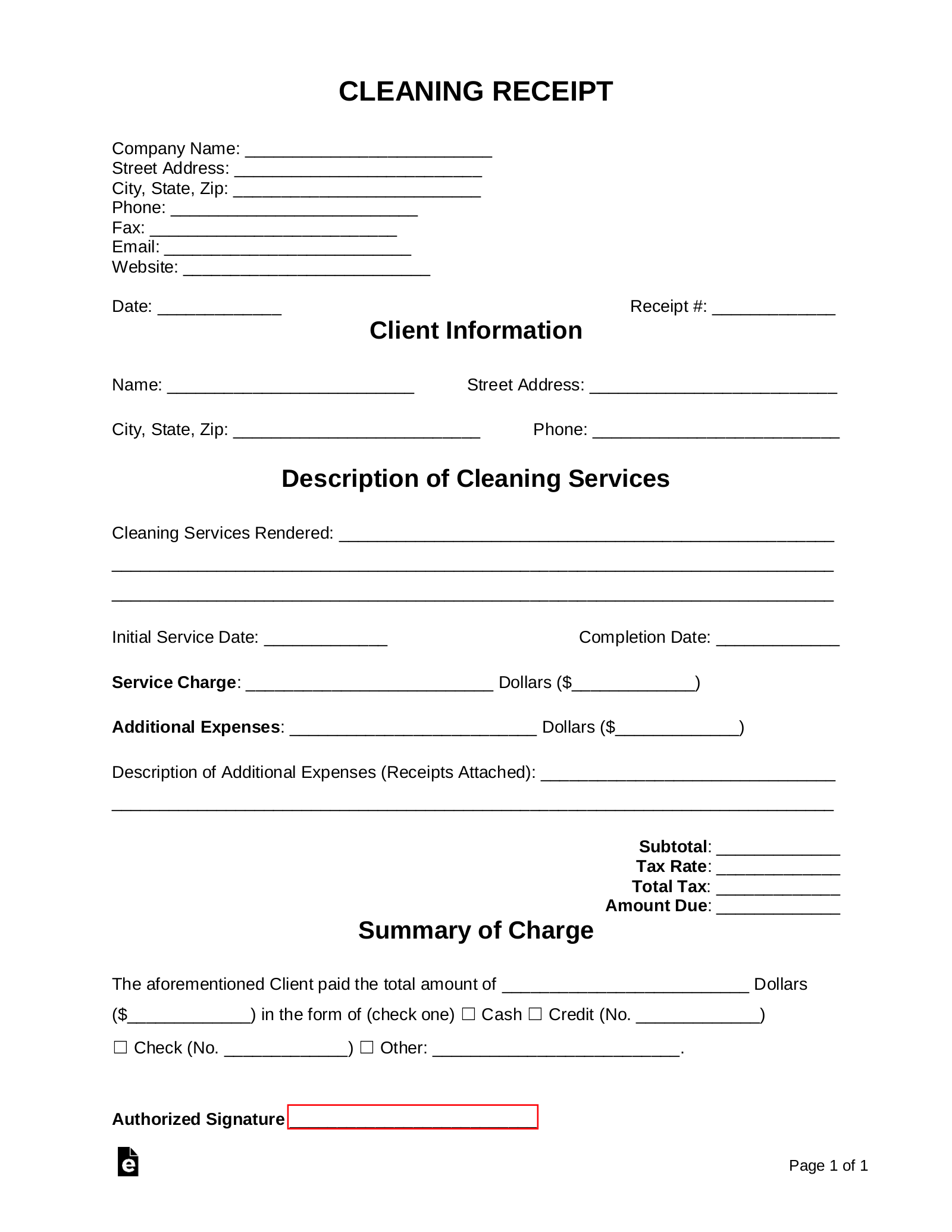 Dry Cleaning Slip Template