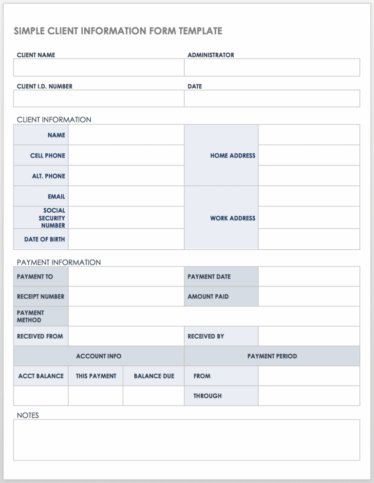 Free Client Information Forms U0026 Templates Smartsheet