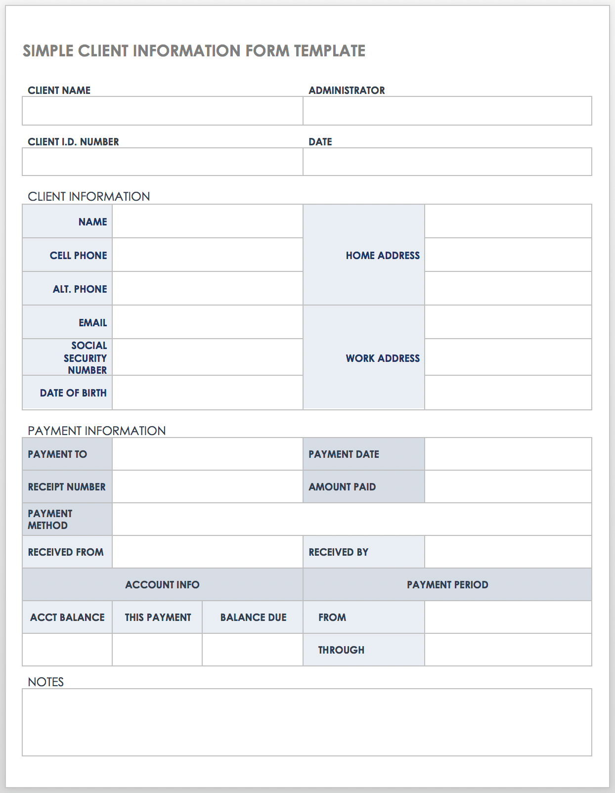 Free Client Information Forms U0026 Templates Smartsheet