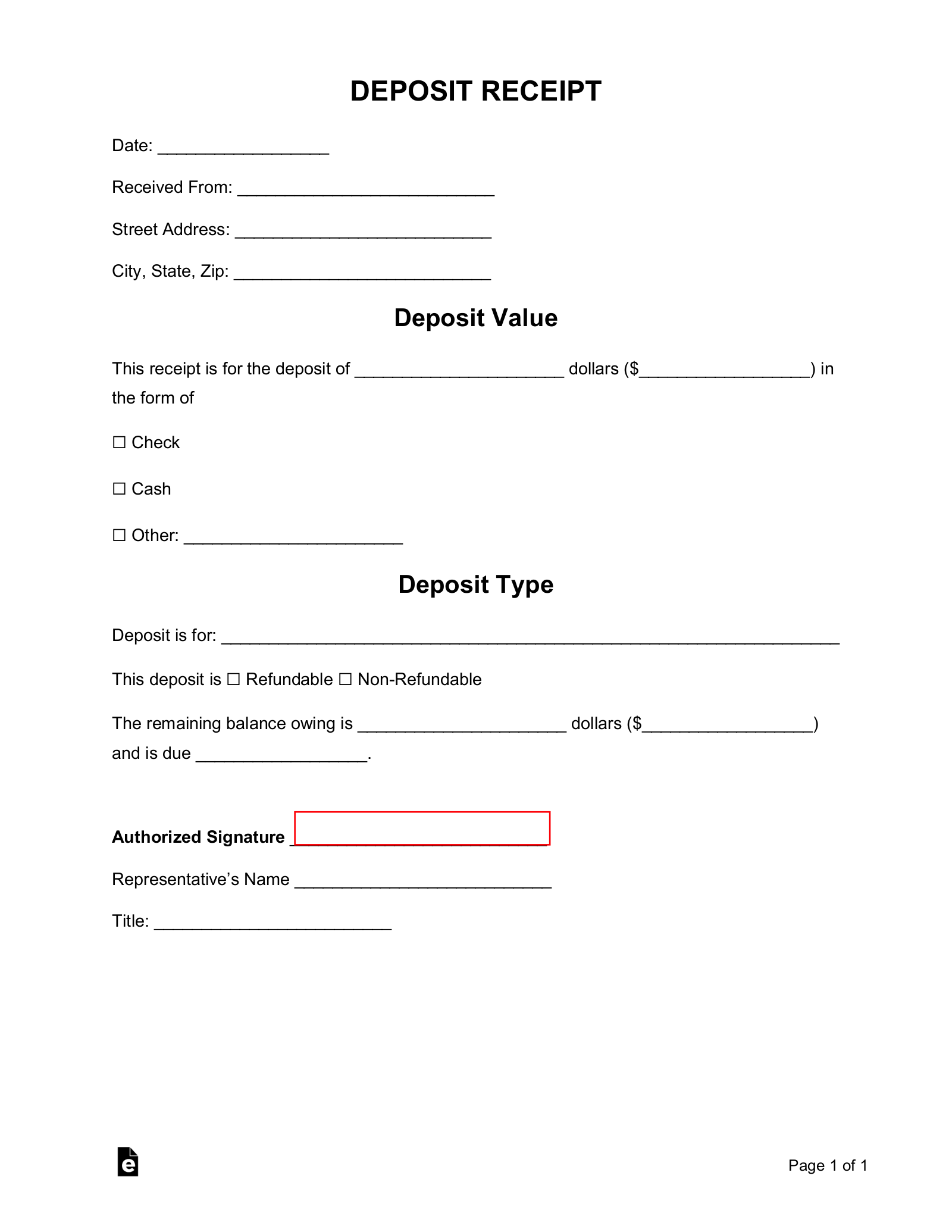 Sample Deposit Slip Template
