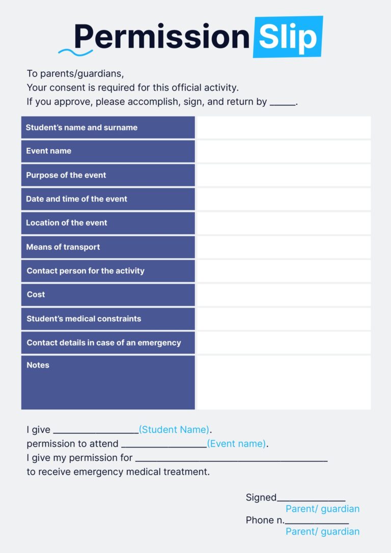 Free Digital Permission Slip Templates For Stressless Student Adventures IScanner