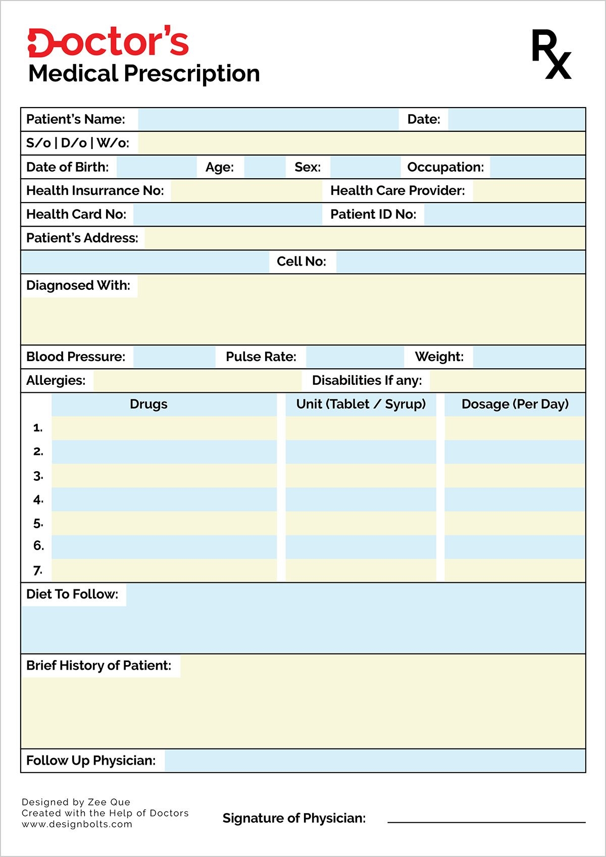 Free Doctor s Medical Prescription Pad Design Template Ai U0026 Printable PDF Designbolts