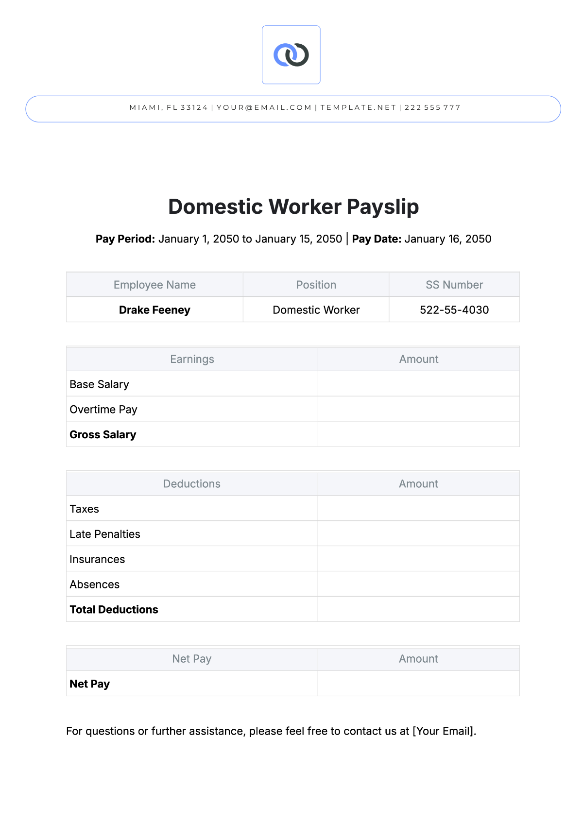 Free Domestic Worker Payslip Template To Edit Online