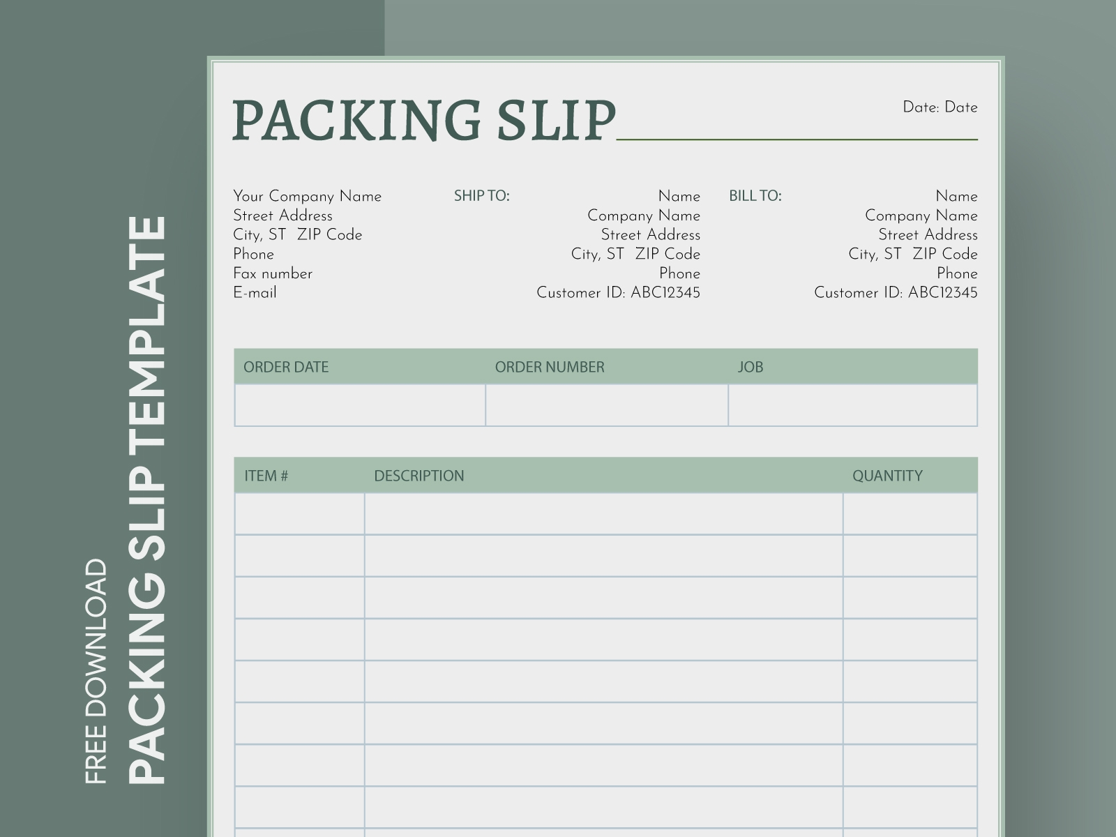 Edit Packing Slip Template