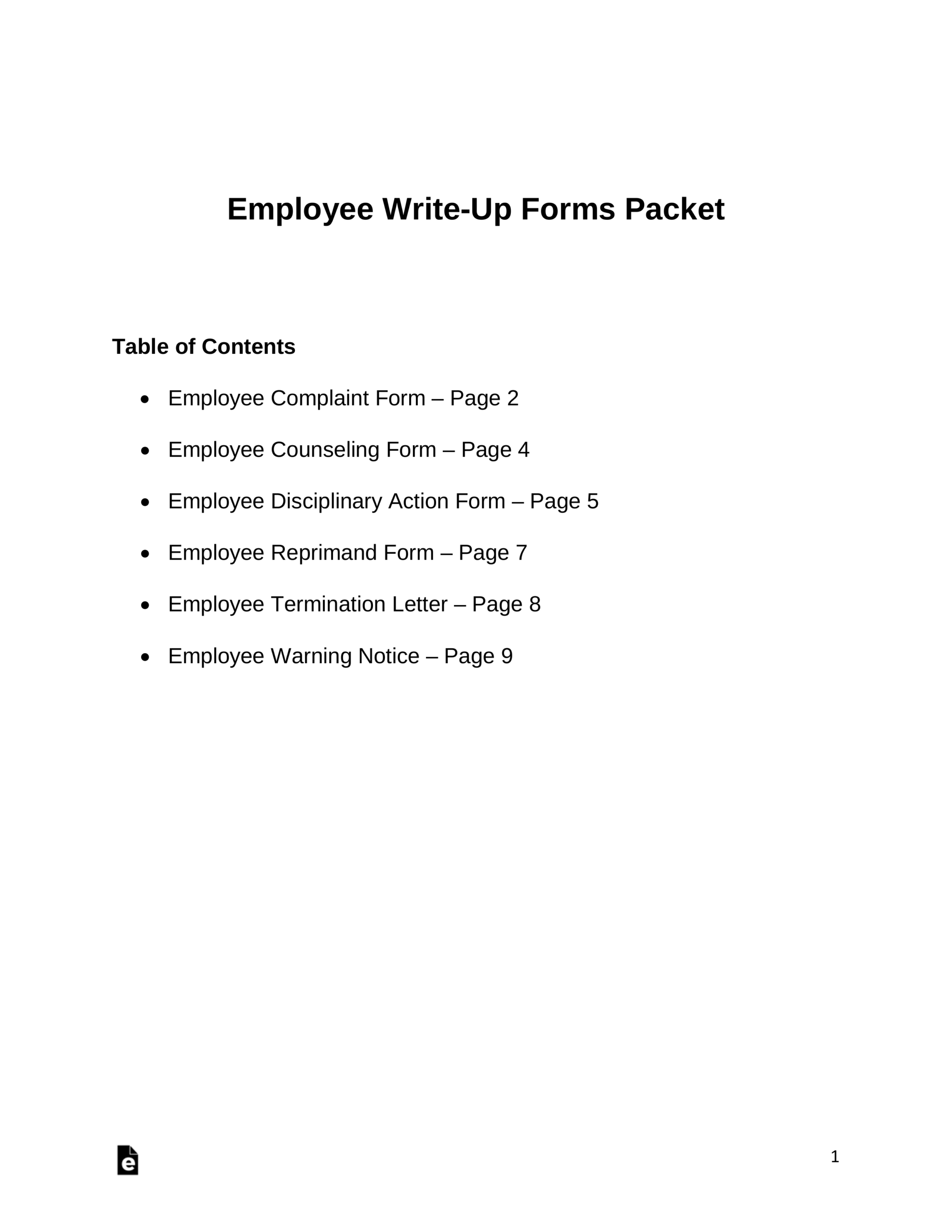 Free Employee Write Up Forms PDF Word EForms