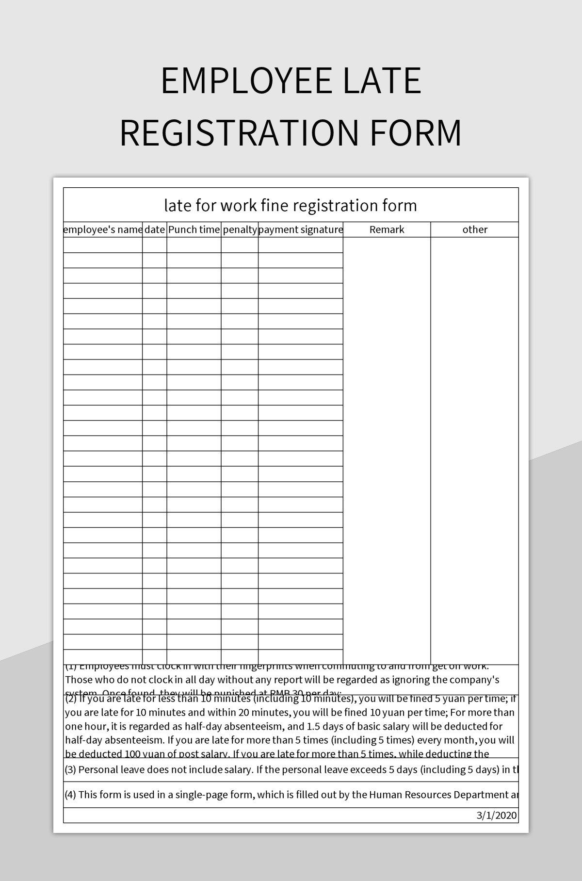 Free Employees Are Late Templates For Google Sheets And Microsoft Excel Slidesdocs