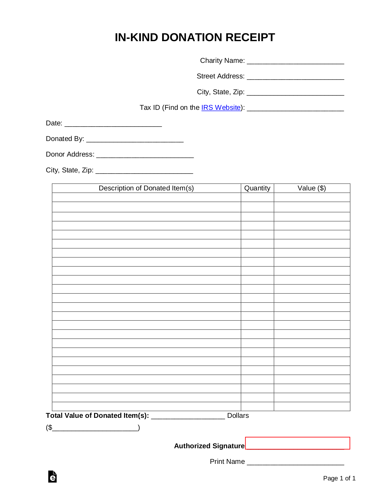 Donation Slip Template Word
