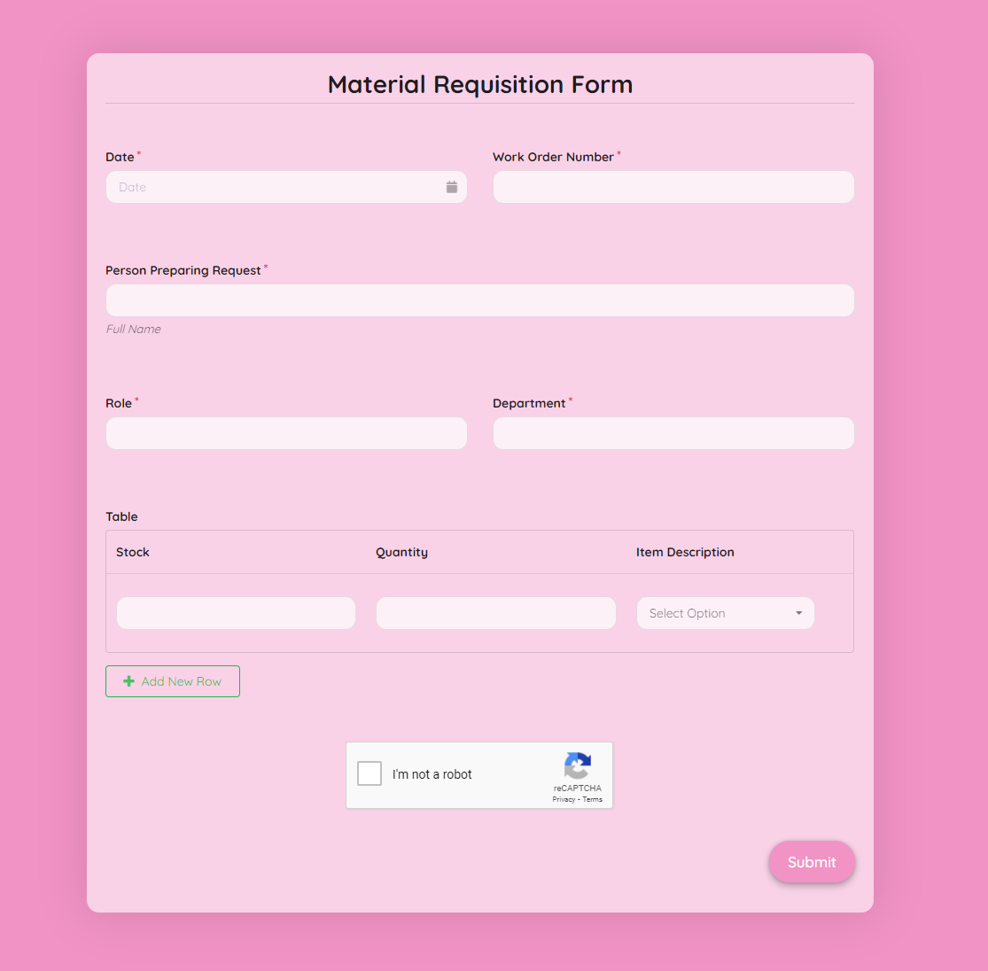 Material Requisition Slip Template