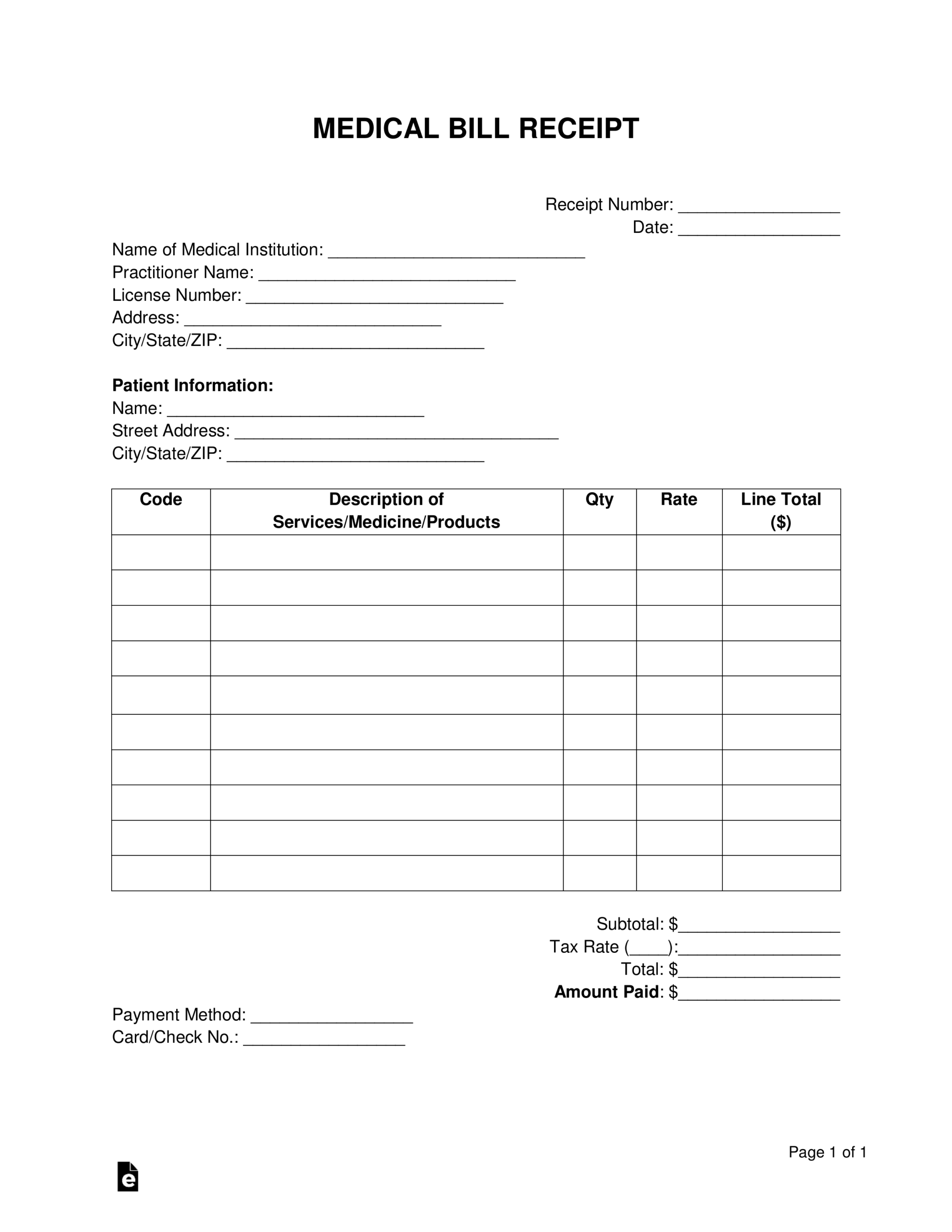 Charge Slip Template