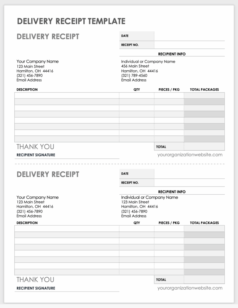 Free Microsoft Word Receipt Templates Smartsheet