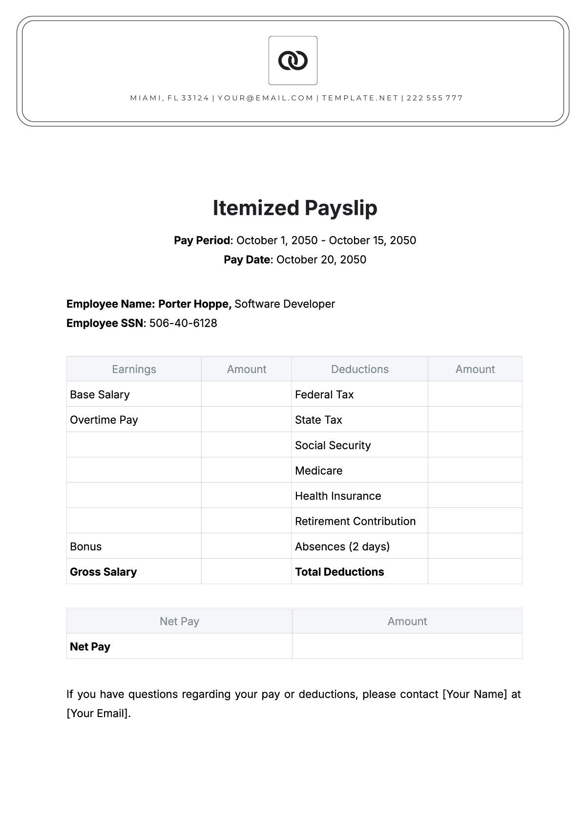 Free Monthly Salary Payslip Format Template To Edit Online