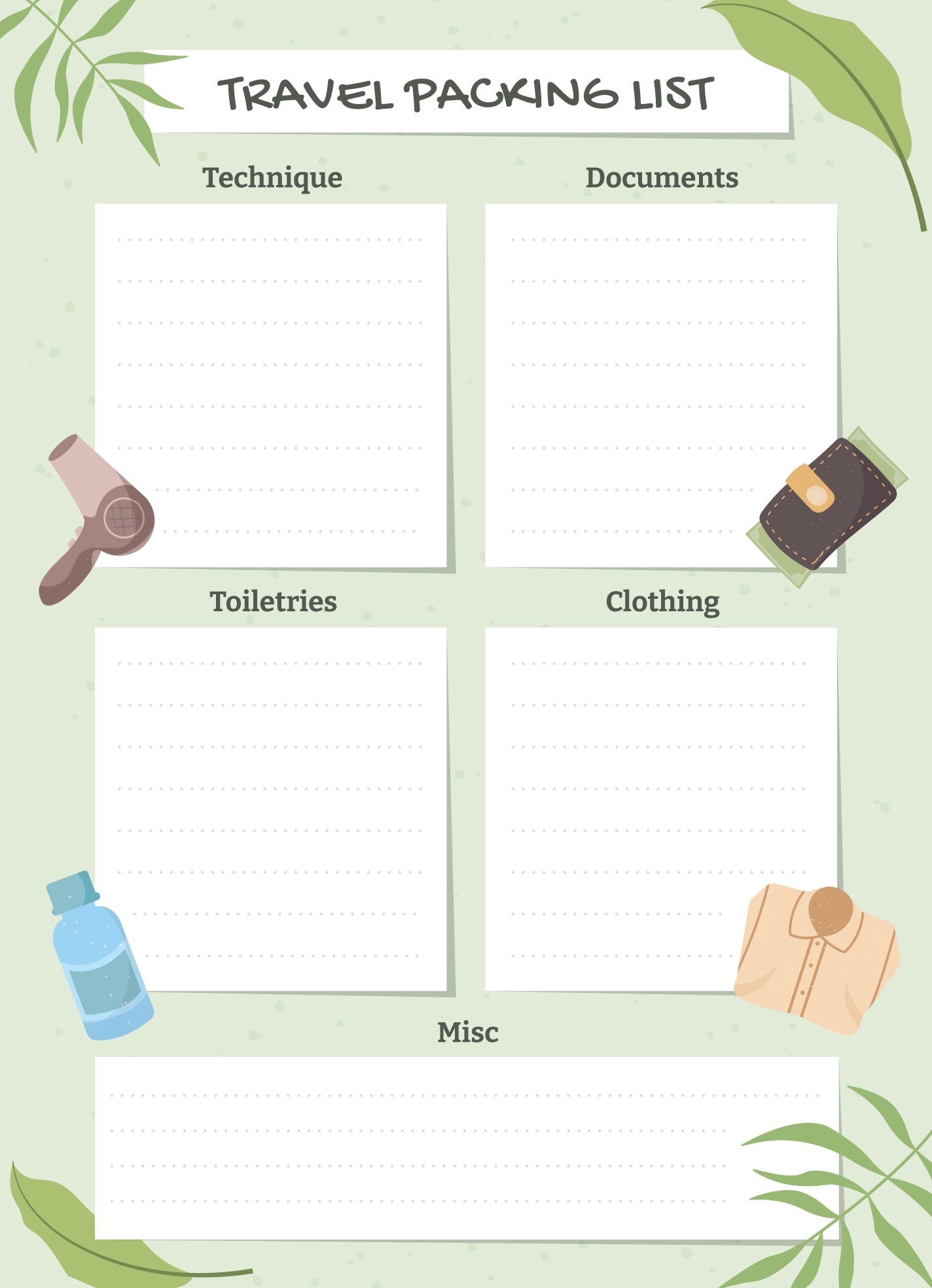Free Packing List Google Docs Templates Gdoc io