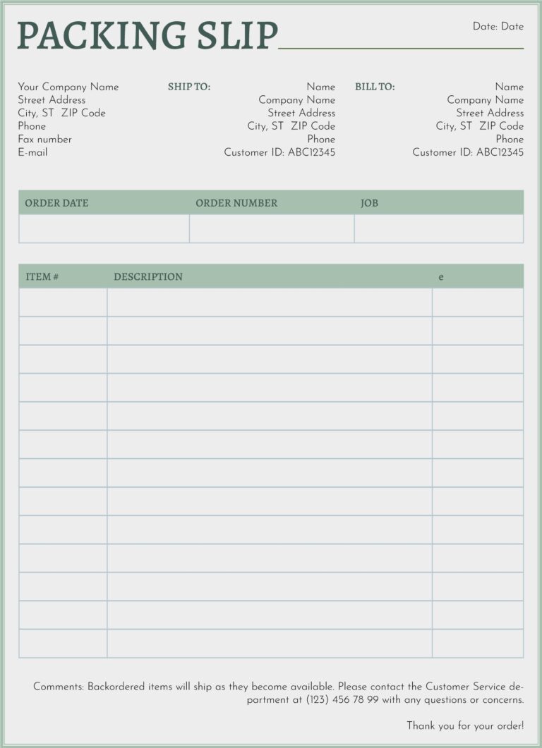 Free Packing Slip Google Docs Templates Gdoc io