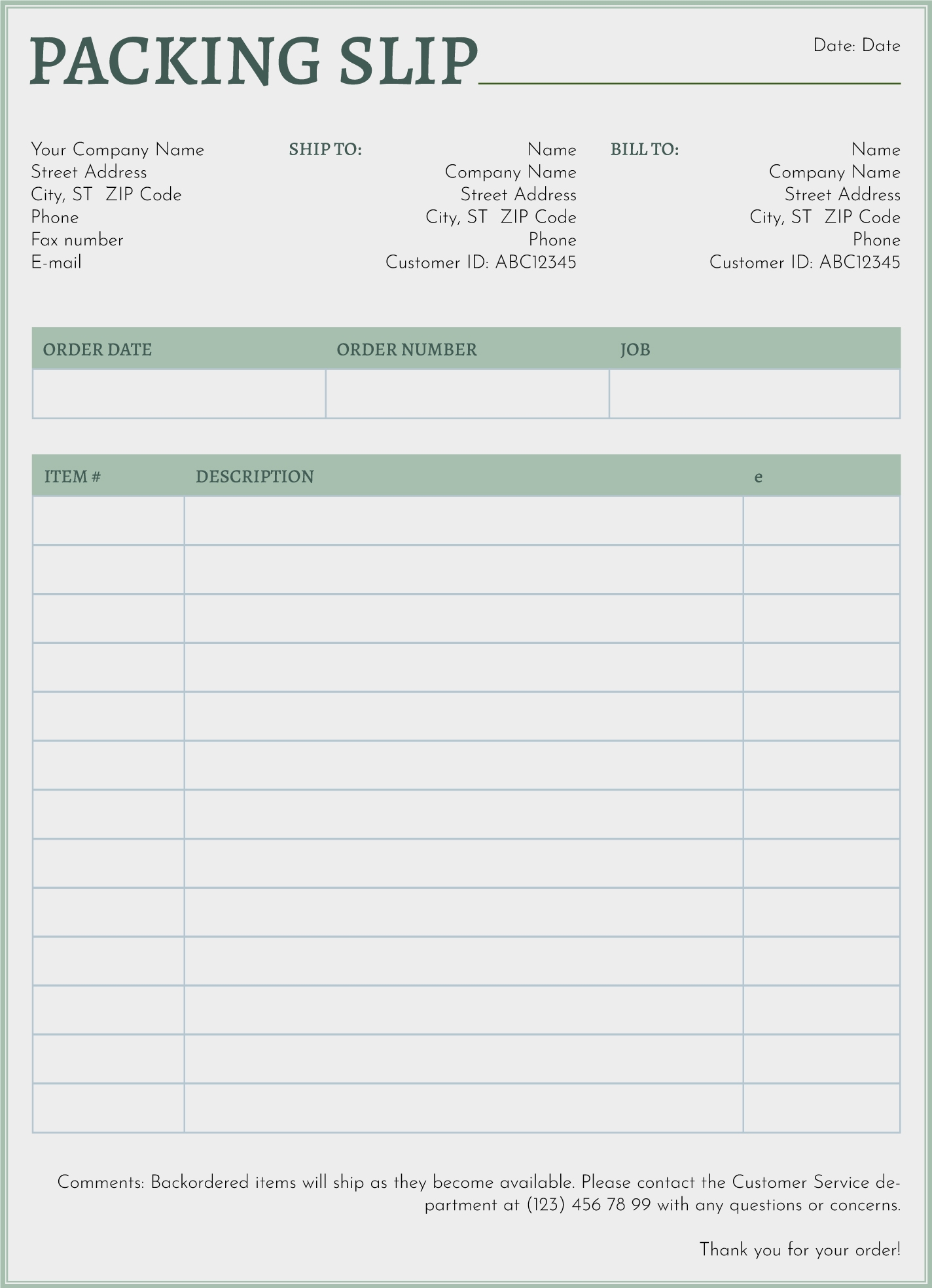 Free Packing Slip Google Docs Templates Gdoc io