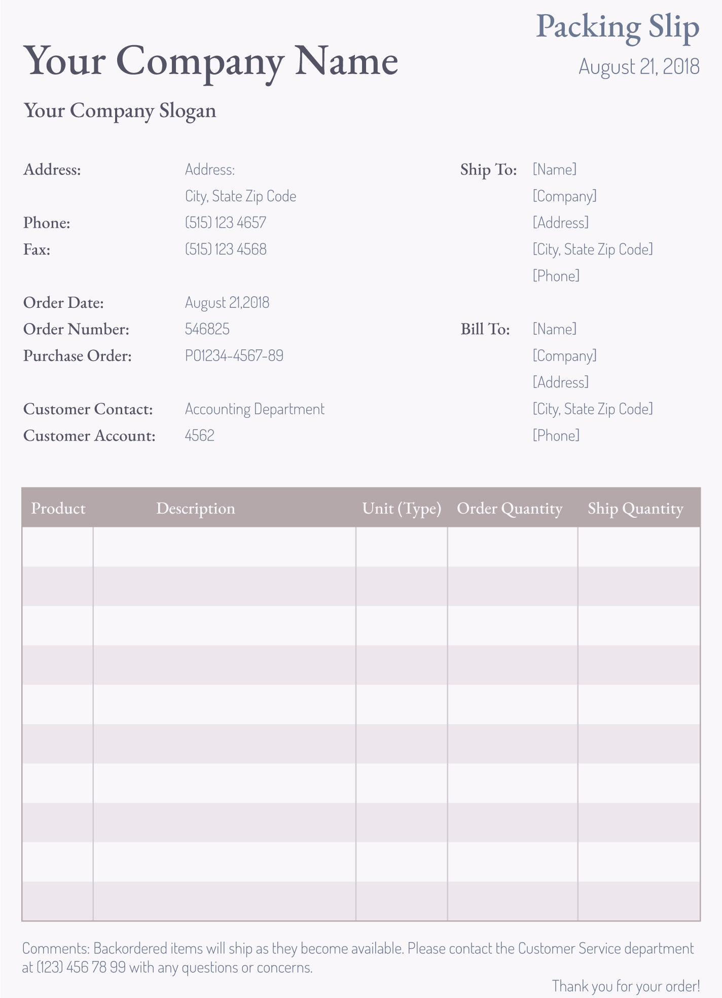 Free Packing Slip Google Docs Templates Gdoc io