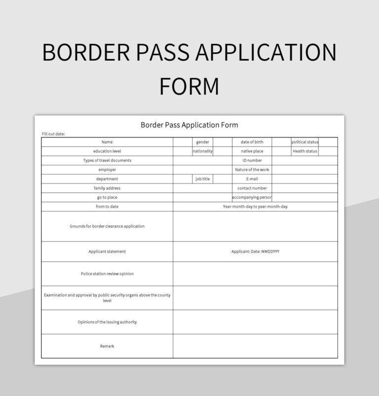 Free Pass Form Templates For Google Sheets And Microsoft Excel Slidesdocs