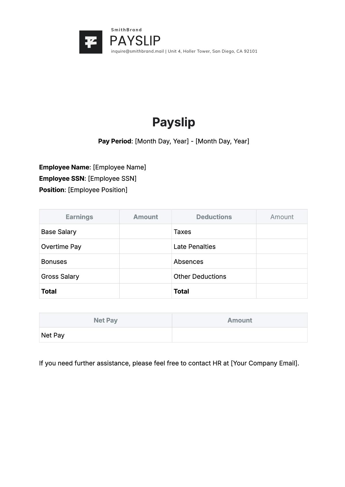 Free Payslip Templates To Edit Online