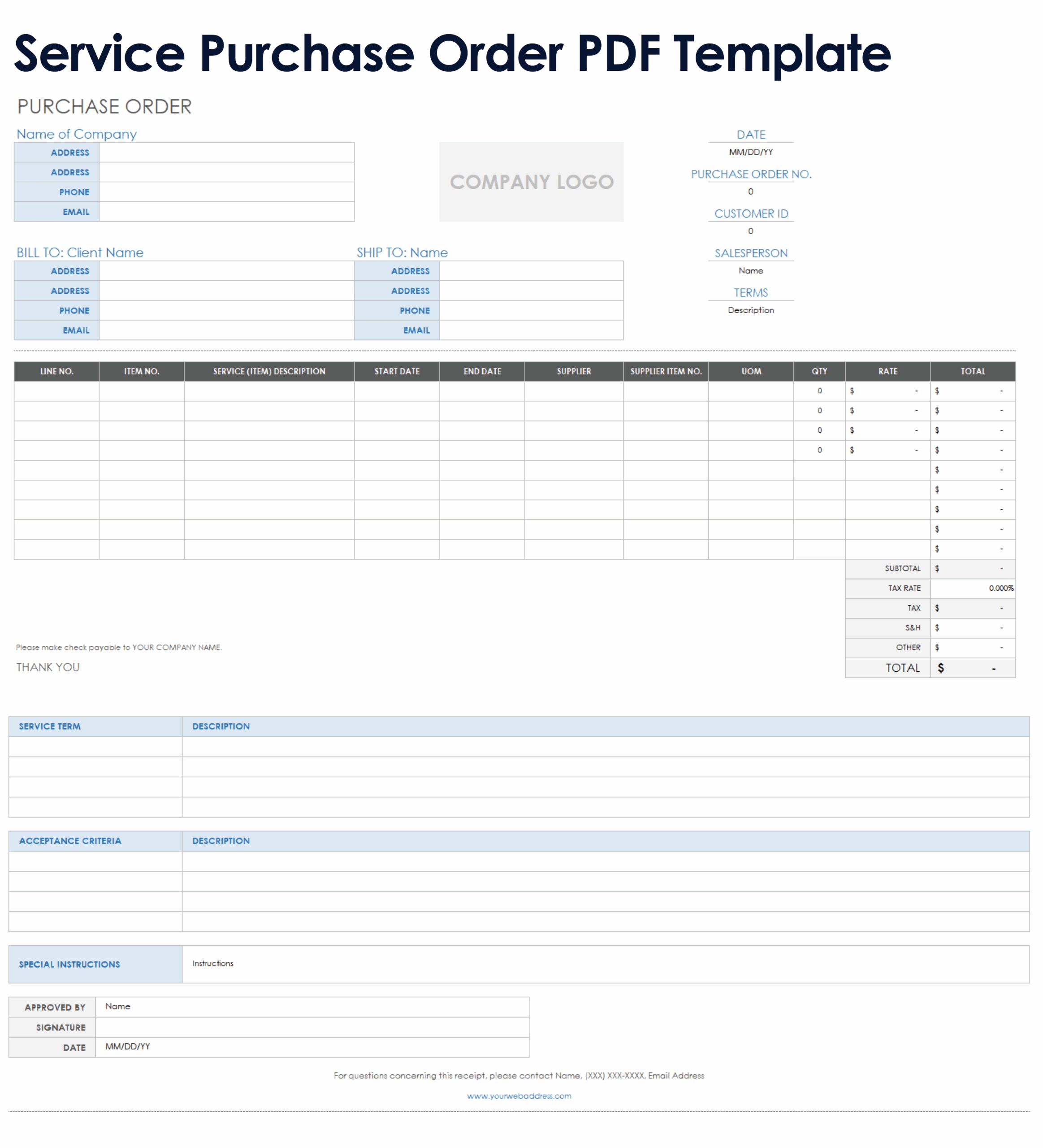 Free PDF Purchase Order Templates Forms U0026 Letters