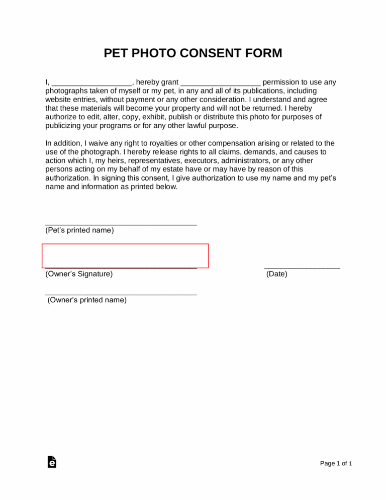 Free Pet Photo Release Form PDF EForms