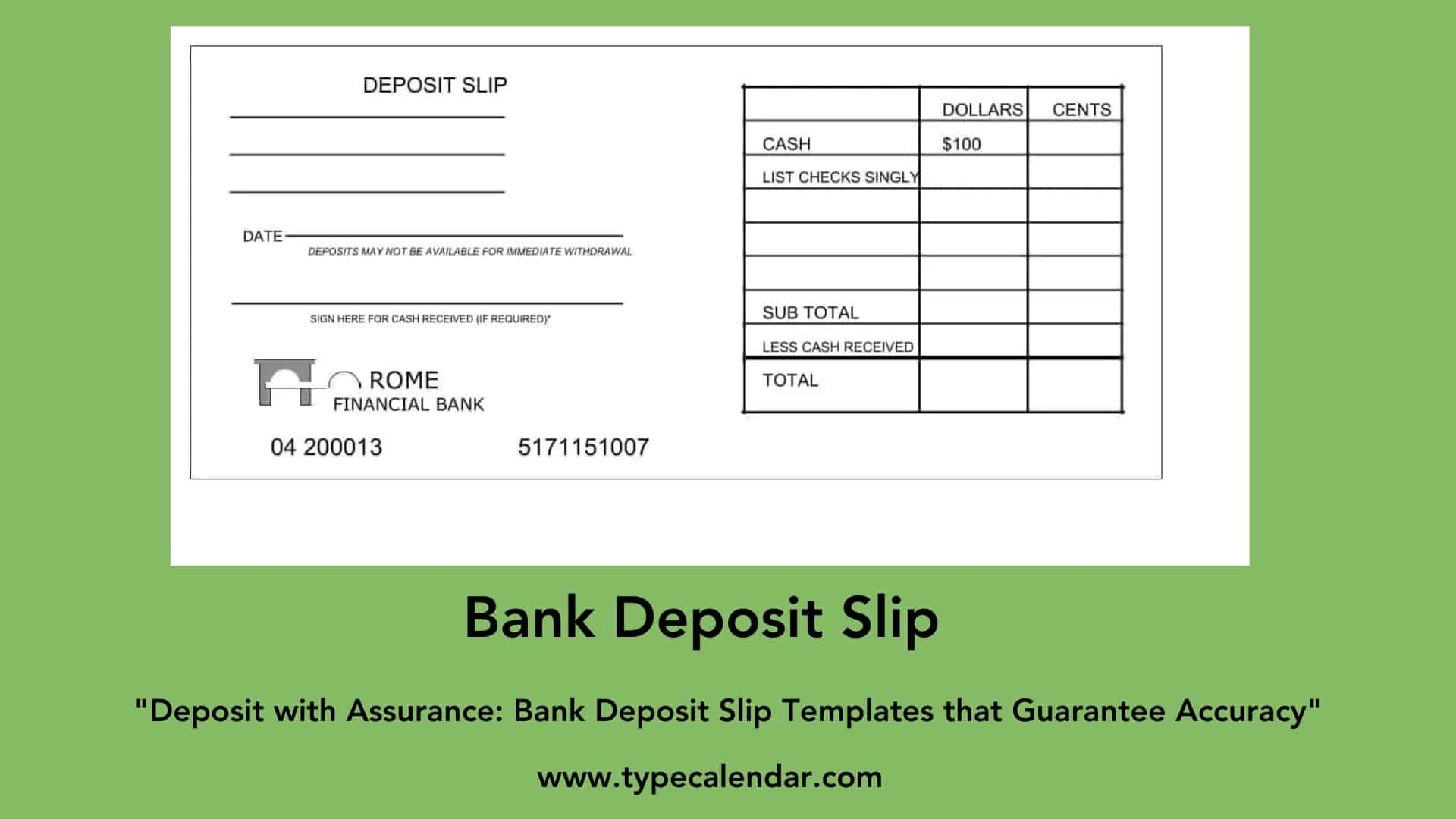 Chase Deposit Slip Template