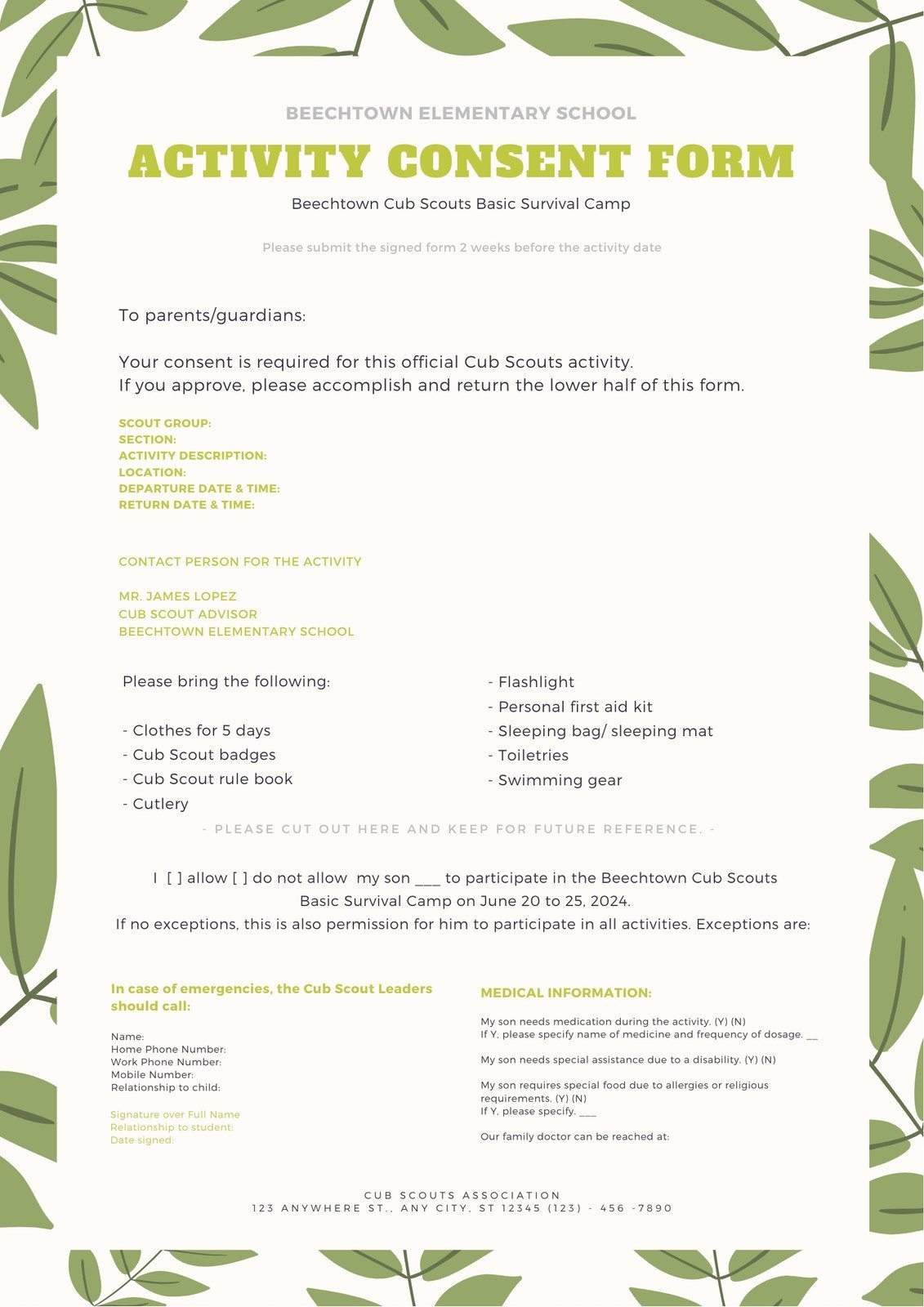 Free Printable Customizable Permission Slip Letter Templates Canva