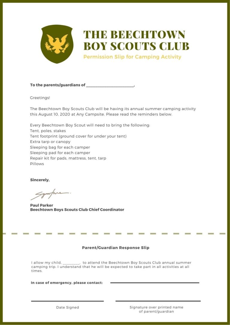 Free Printable Customizable Permission Slip Letter Templates Canva