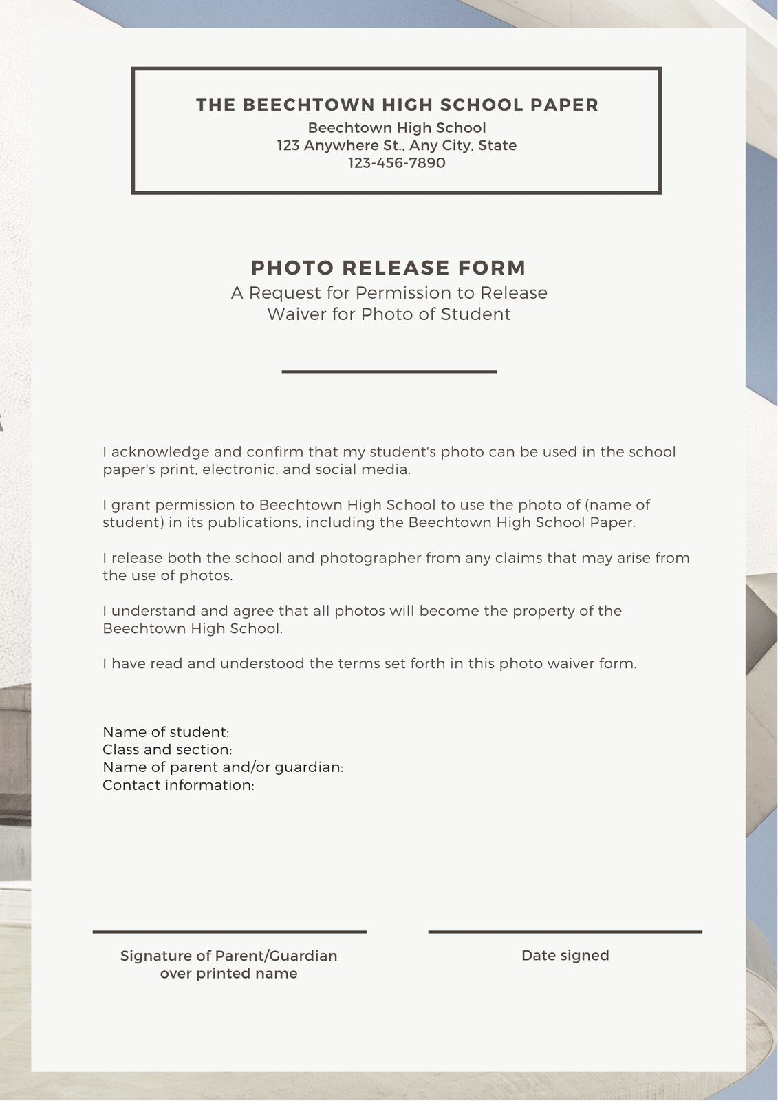 Free Printable Customizable Permission Slip Letter Templates Canva