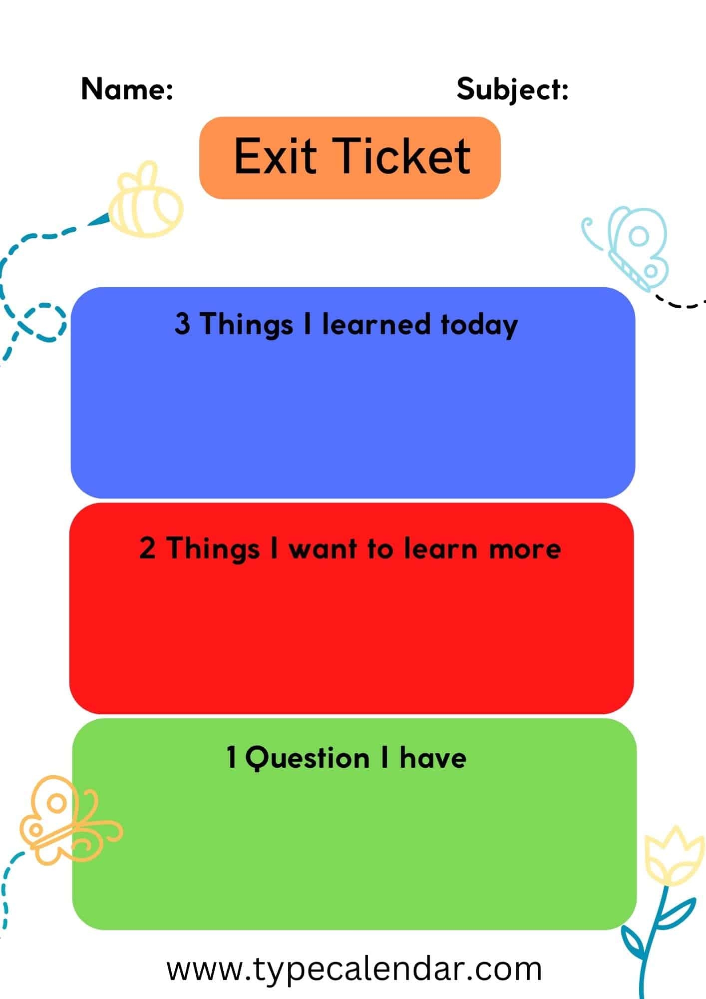 Everyday Math Exit Slip Template