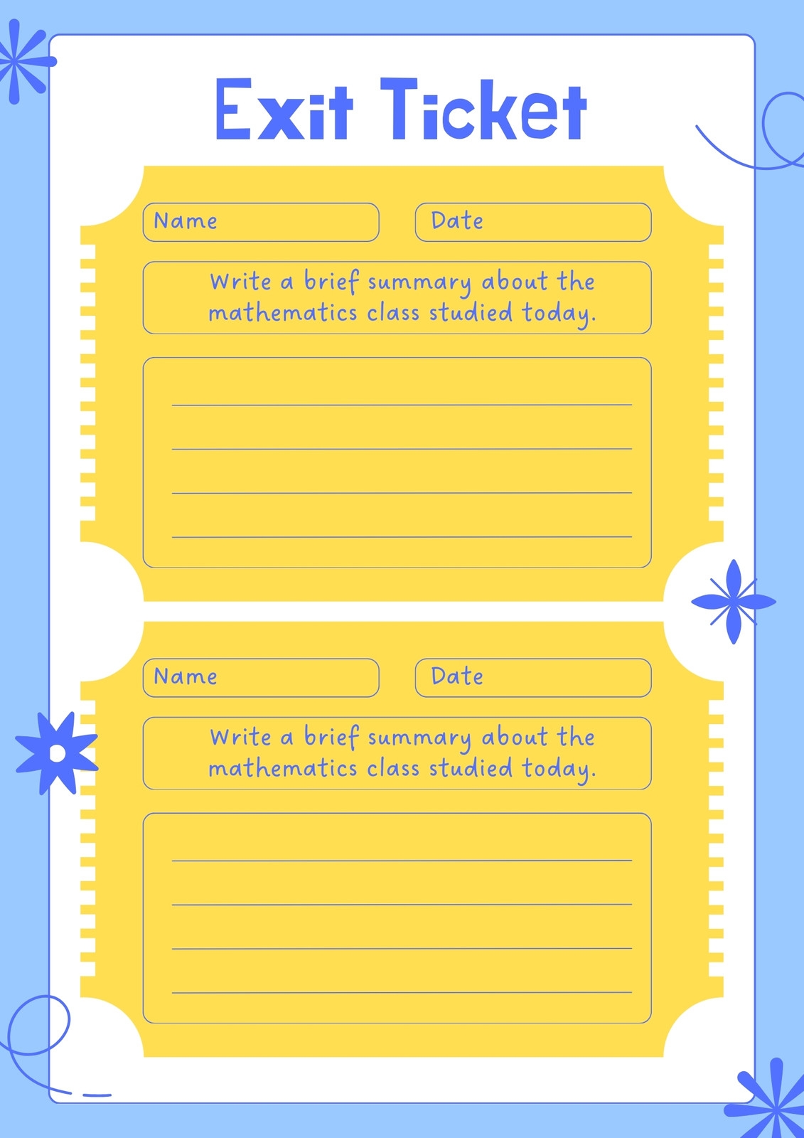 Free Printable Exit Ticket Templates You Can Customize Canva