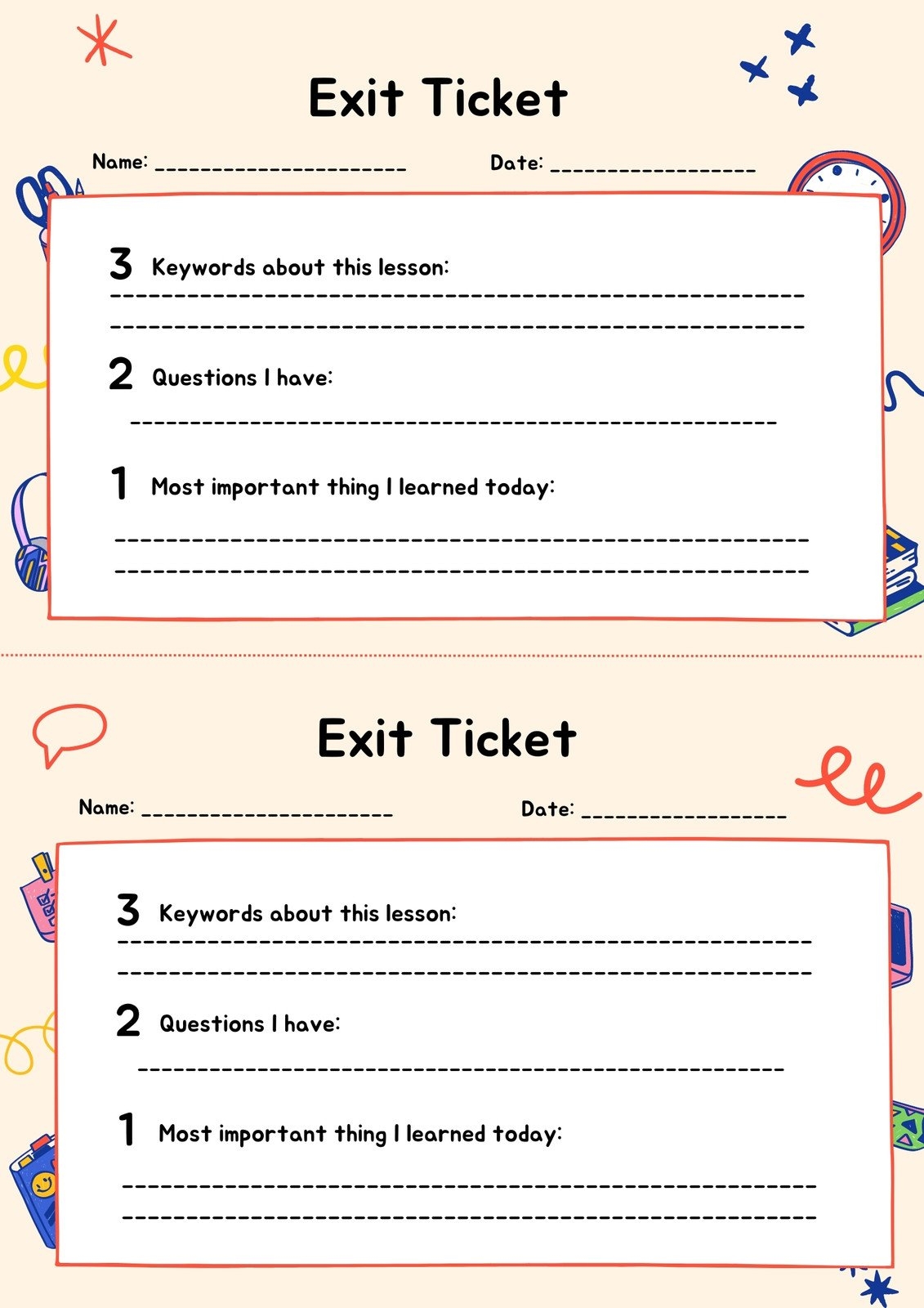 Entrance Slip Template
