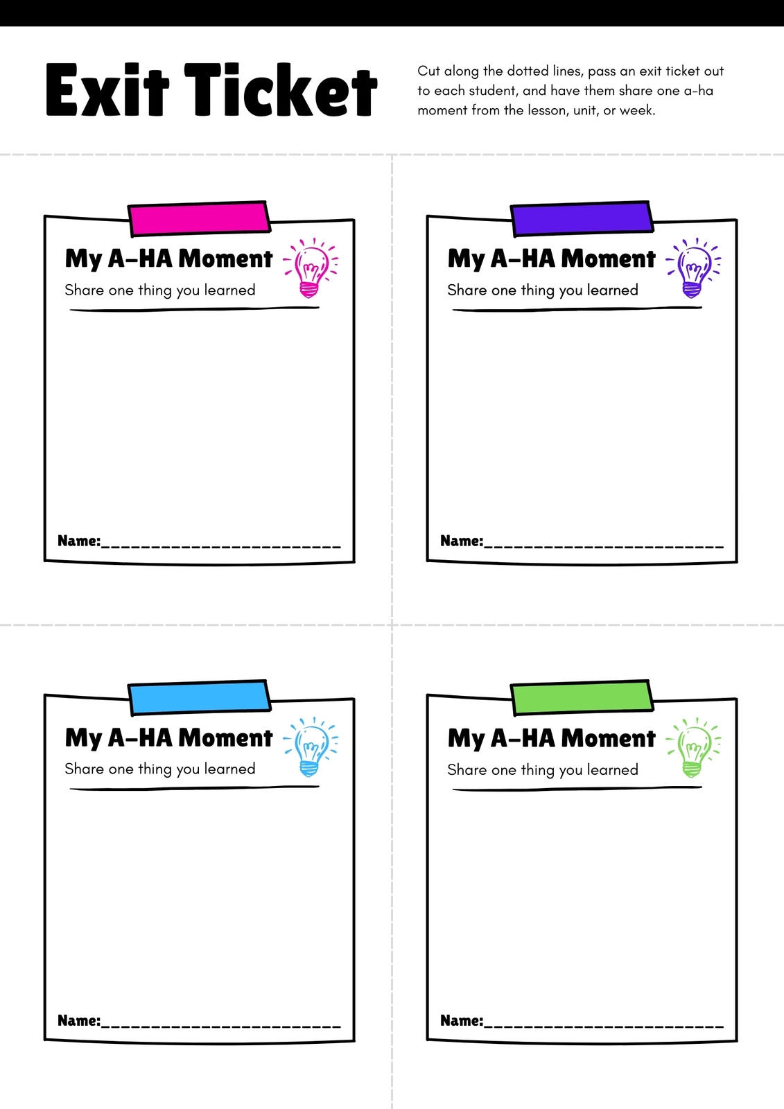 Exit Slip Template Pintrest