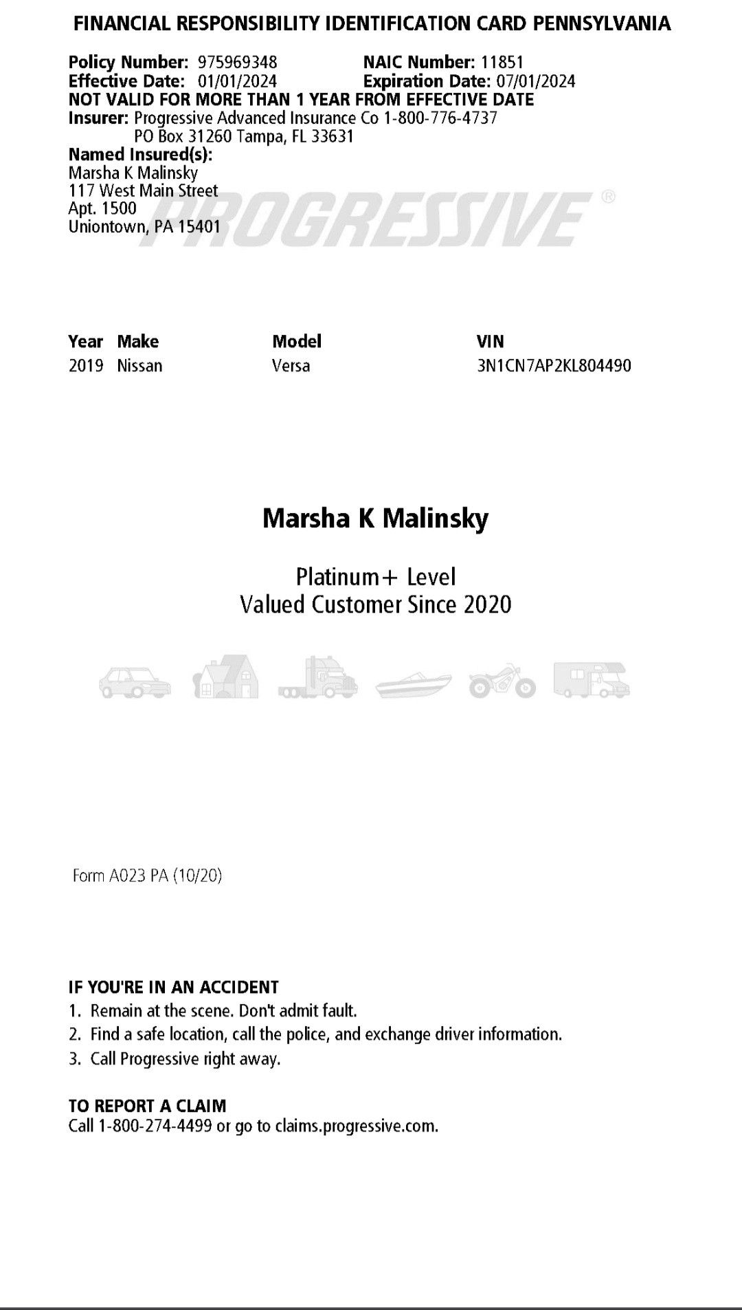 Printable Insurance Slip Template