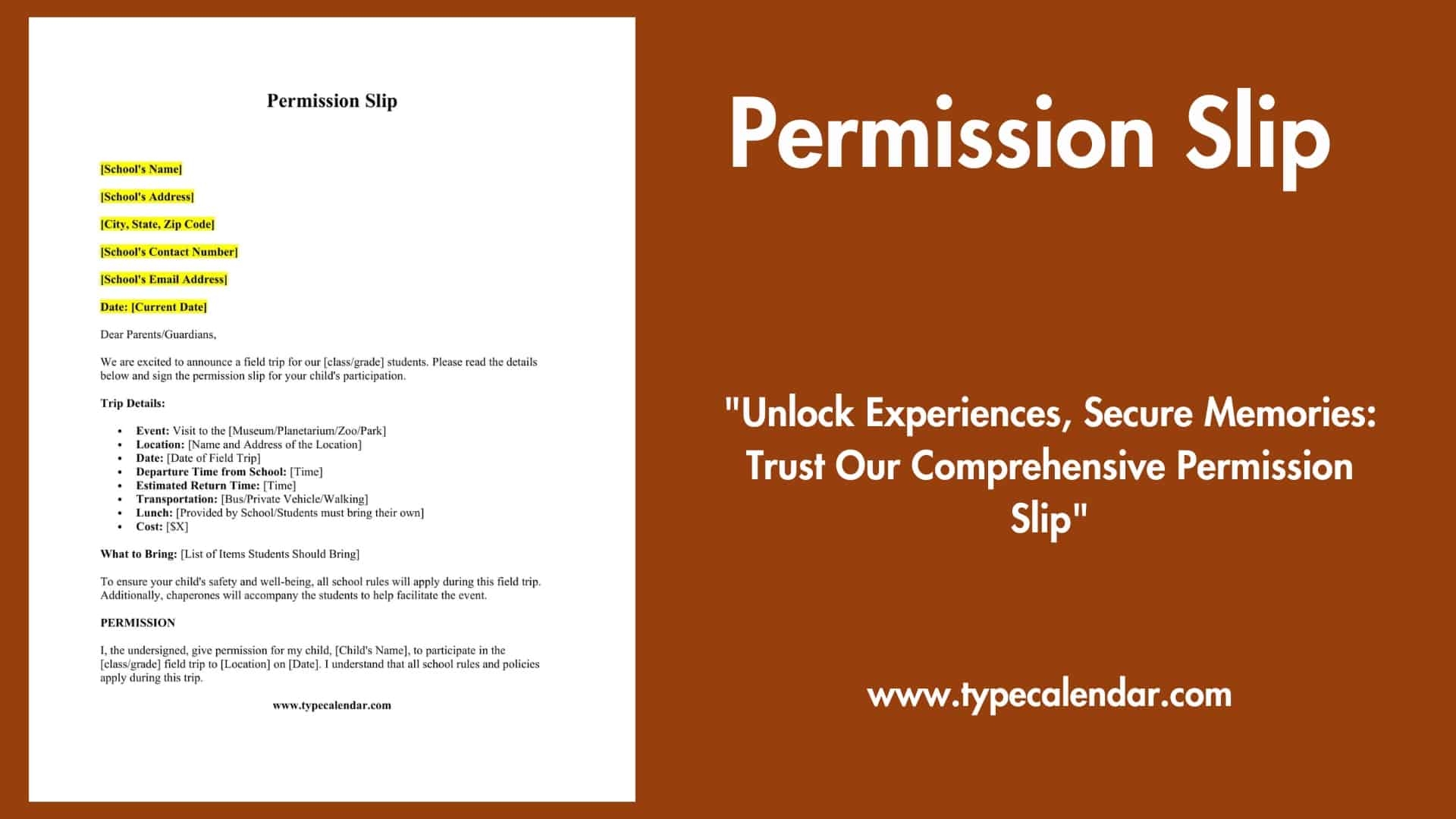 Permission Slip Templates- Youth Groups