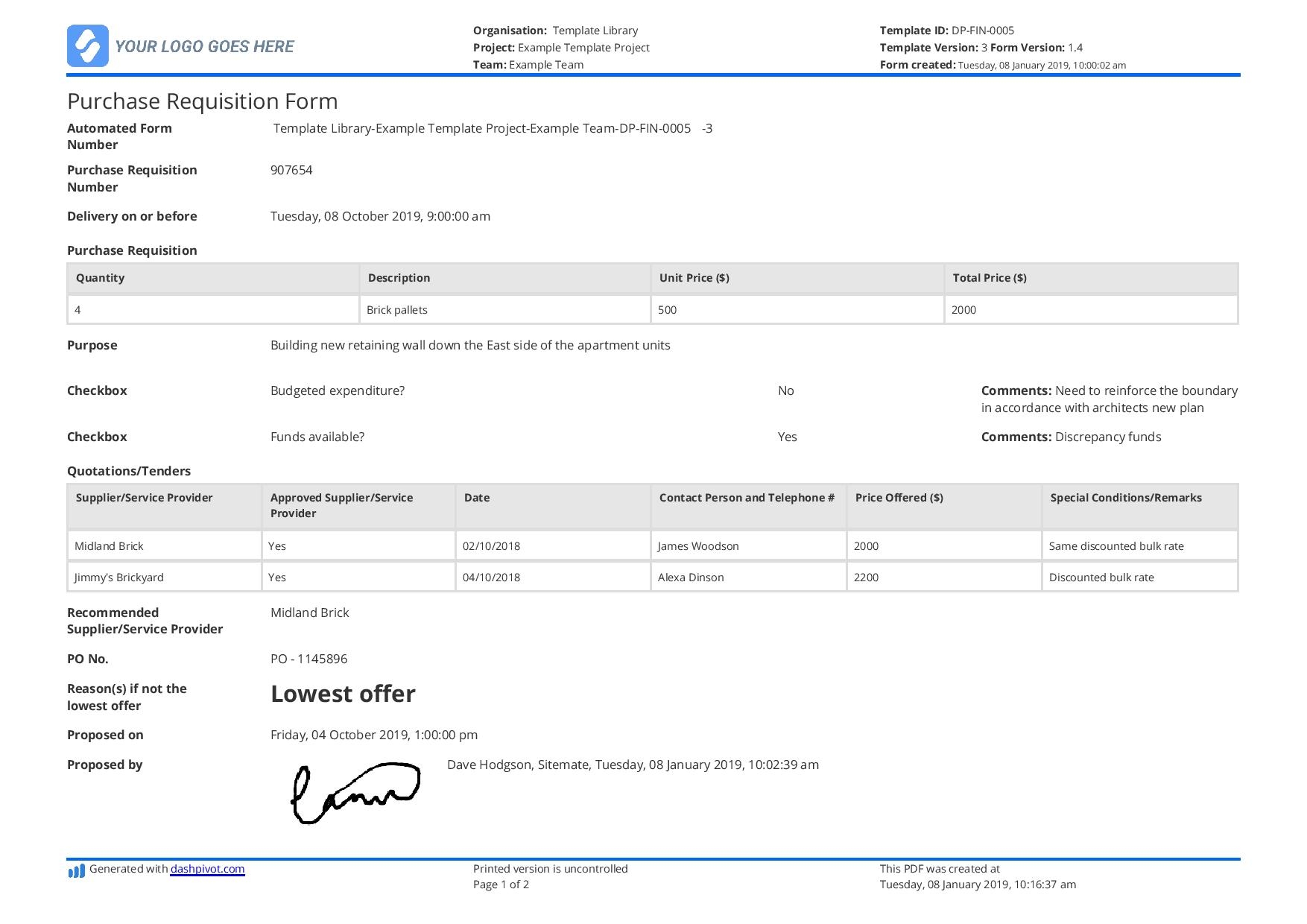 Free Purchase Requisition Form Template Better Than Excel Word PDF 