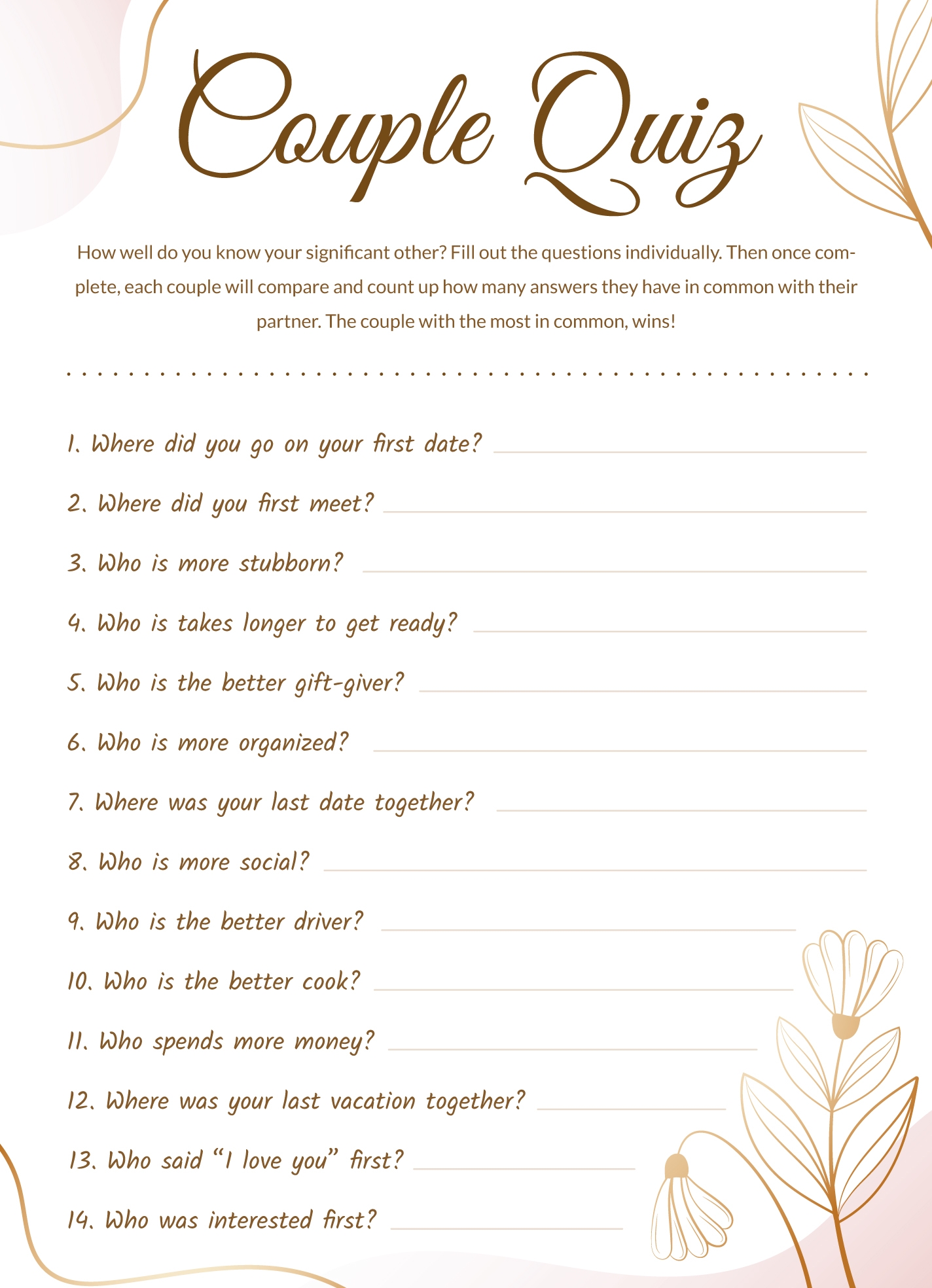 Quiz Slip Template