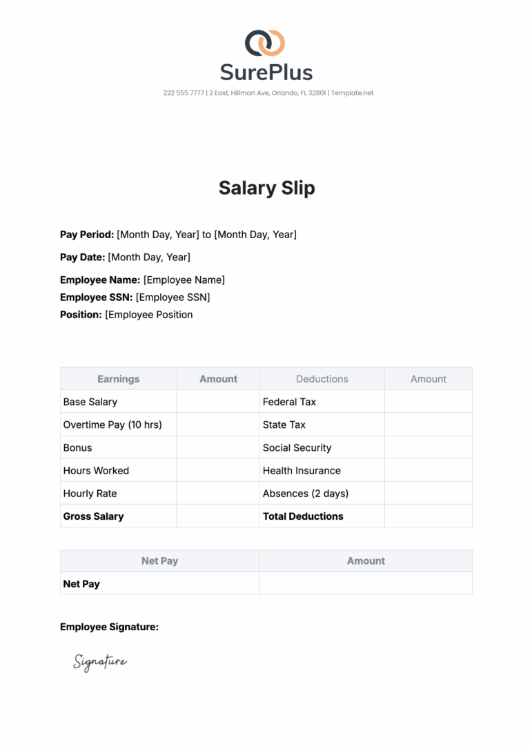 Free Salary Slip Template To Edit Online