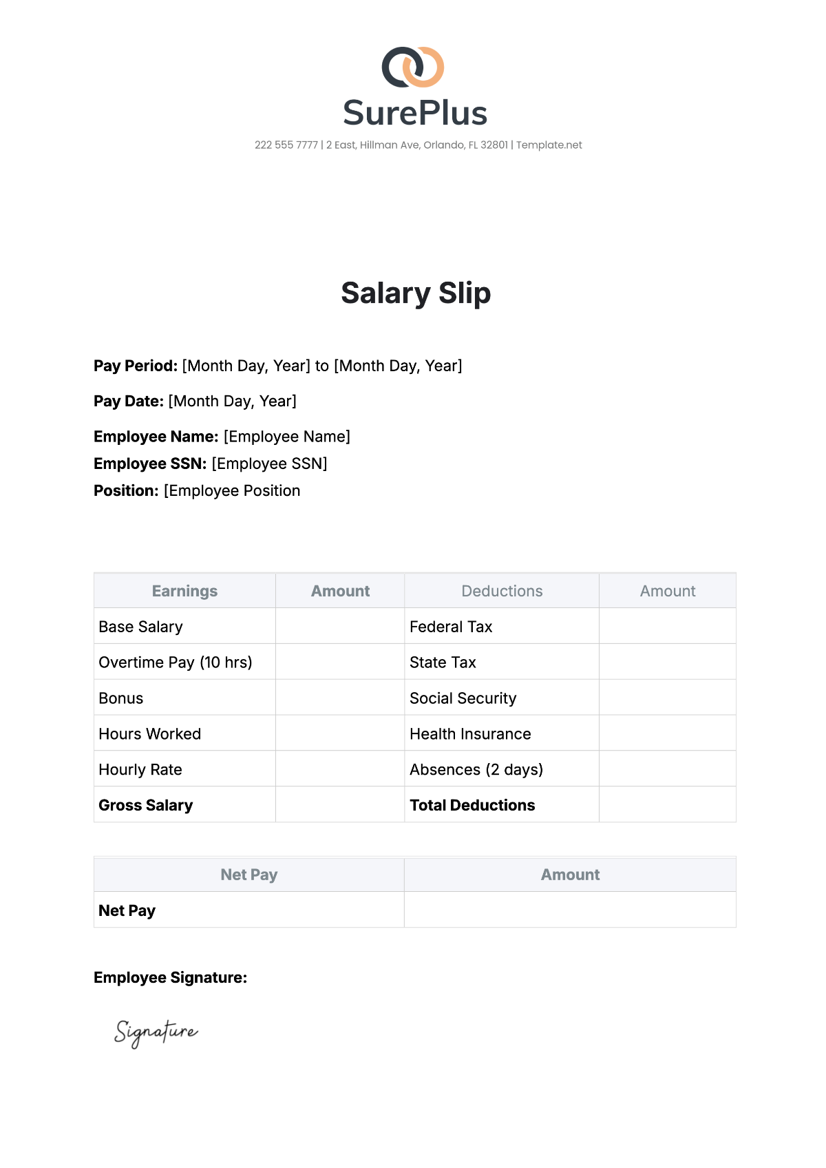 Salary Slip Template Doc