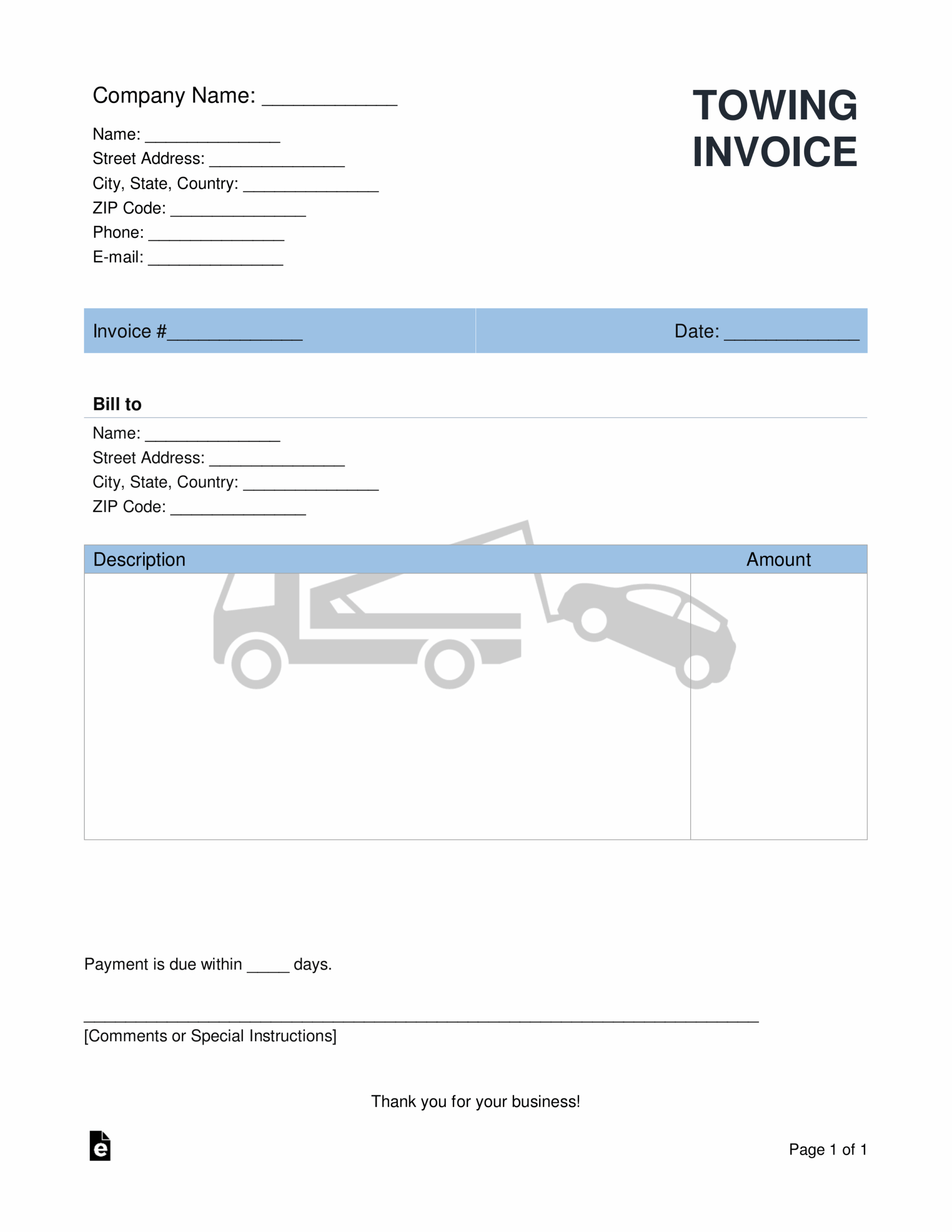 Tow Slip Template