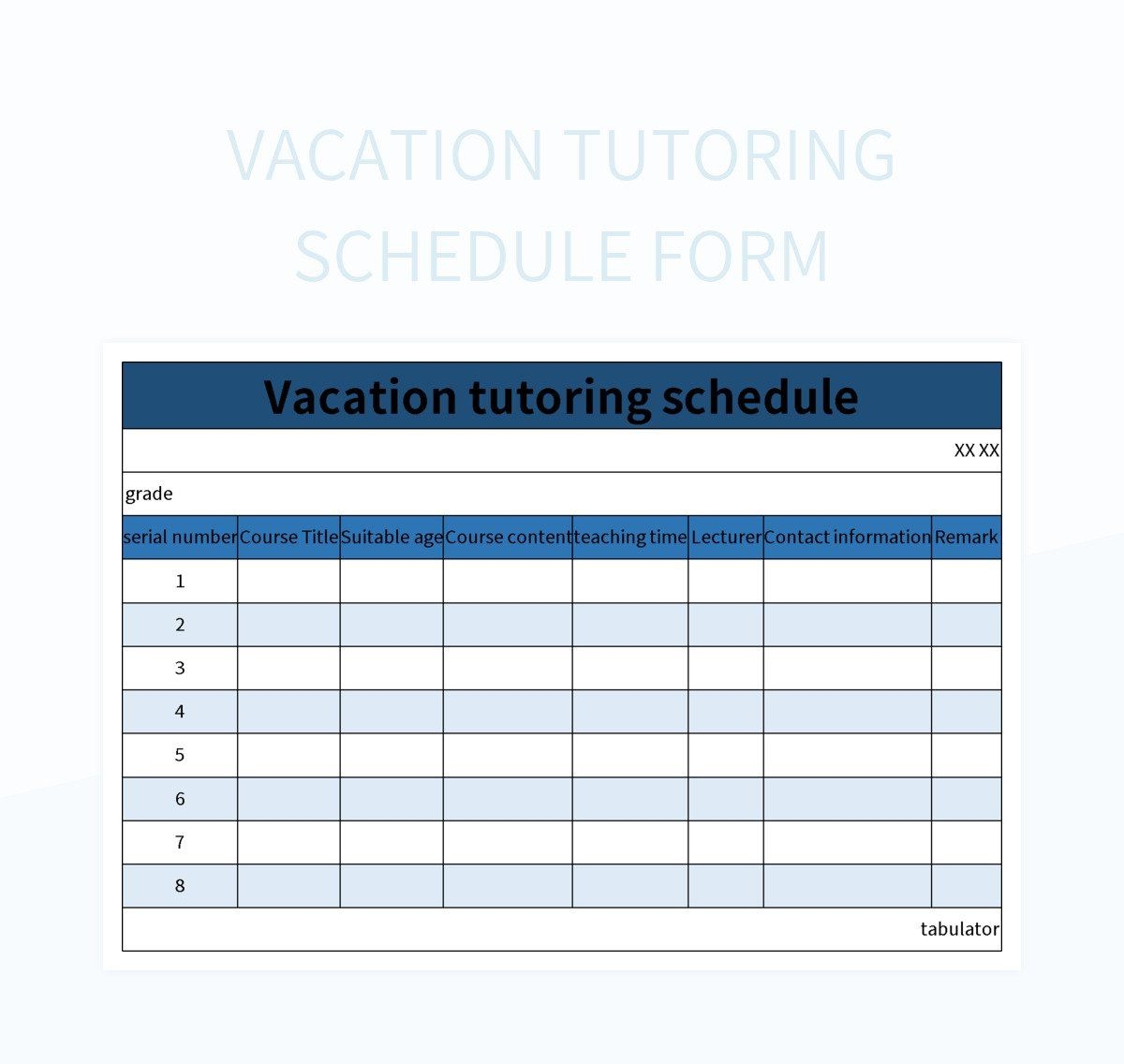 Free Tutoring Templates For Google Sheets And Microsoft Excel Slidesdocs