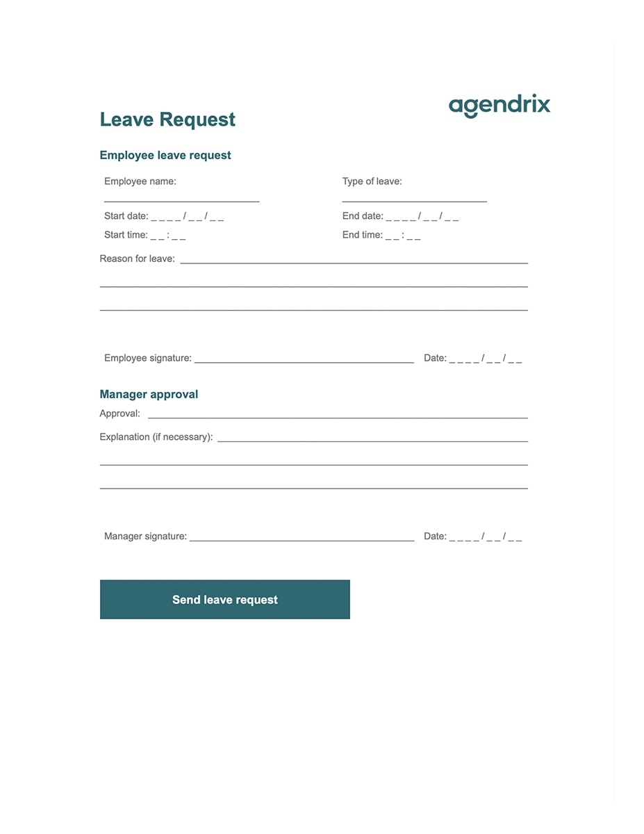 Free Vacation Request Form Template Agendrix