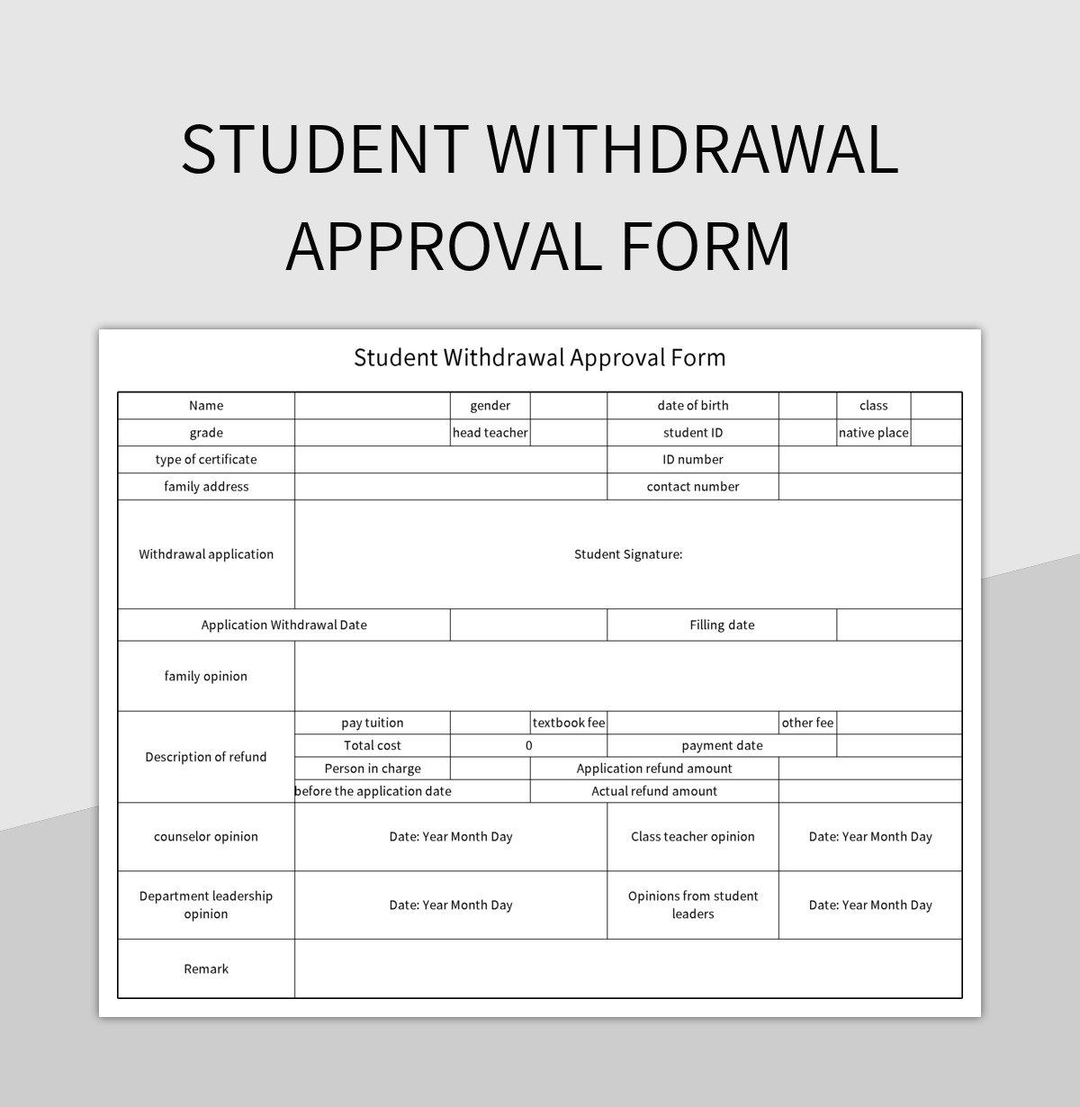Free Withdrawal Form Templates For Google Sheets And Microsoft Excel Slidesdocs