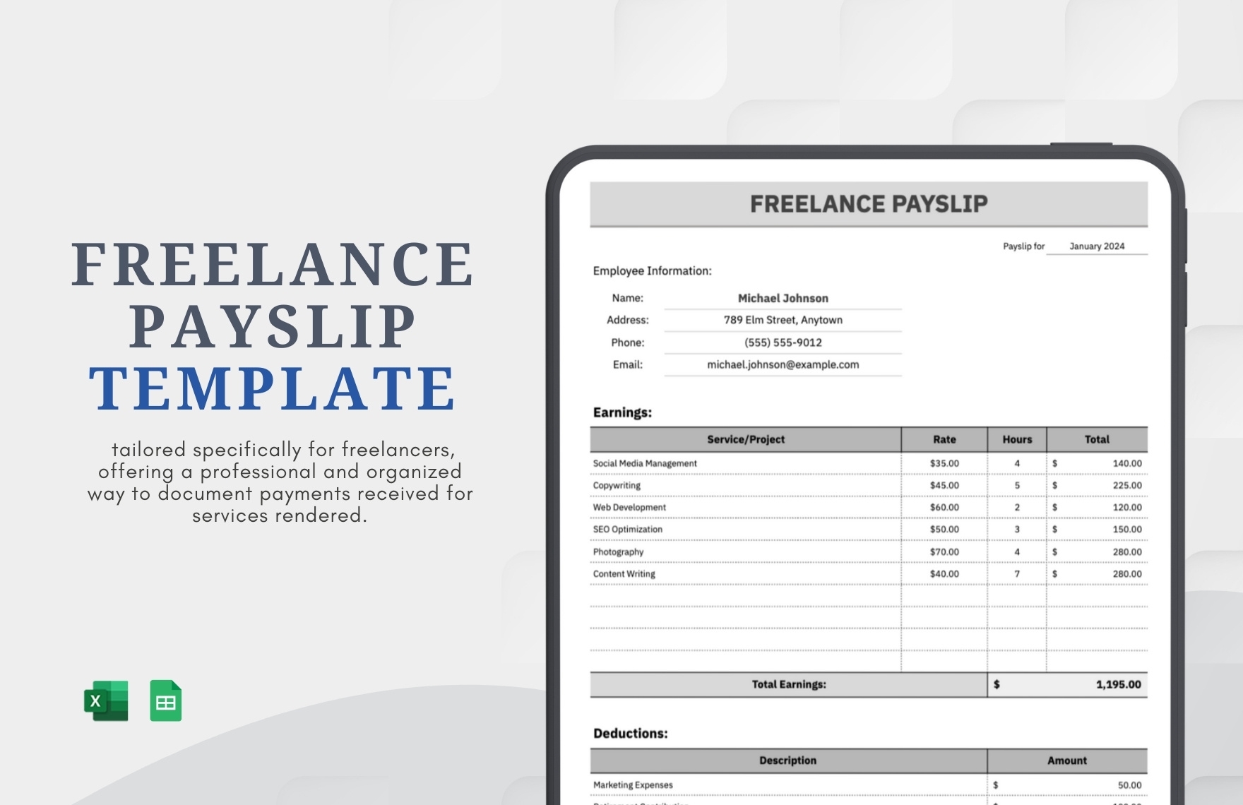 Freelance Payslip Template Template