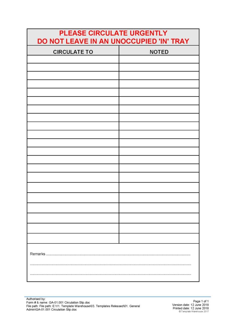 GA 01 001 Circulation Slip Template Warehouse