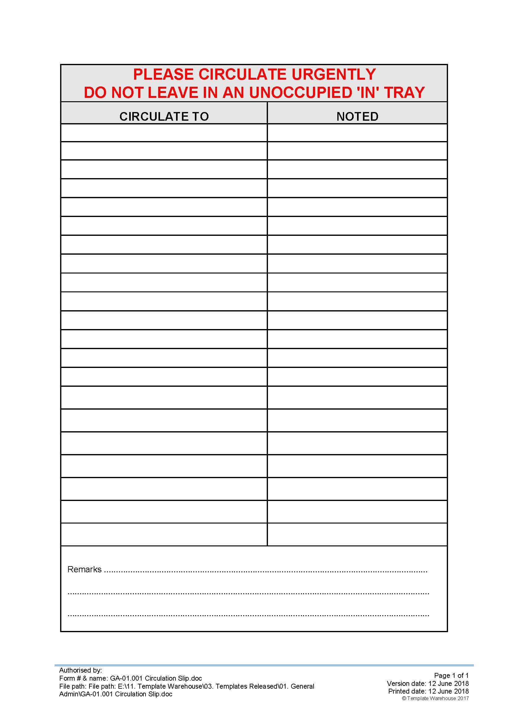 GA 01 001 Circulation Slip Template Warehouse